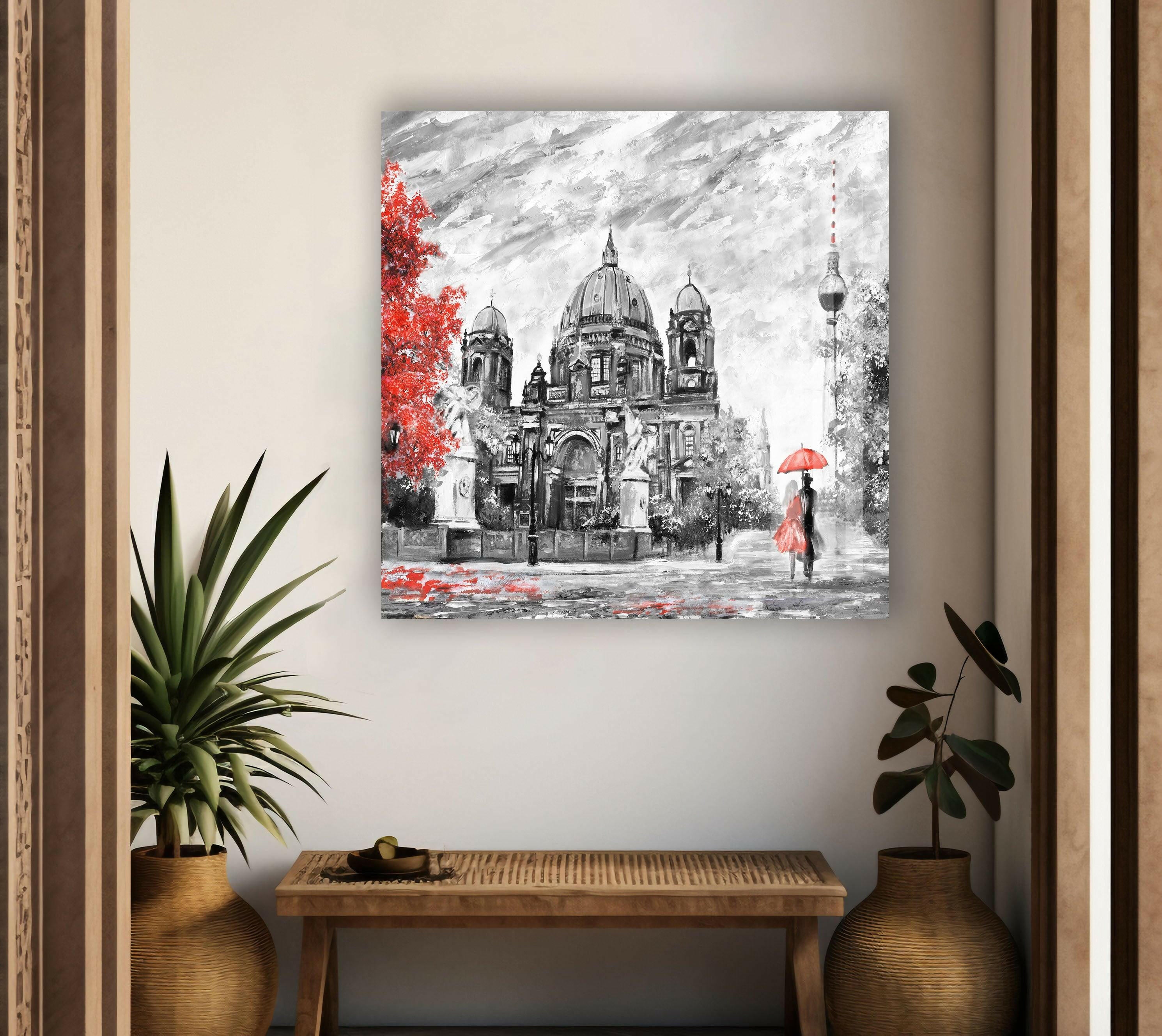 Berlin Street View Glass Wall Art - Modern Cityscape Decor for Living Room, Office & Bedroom - Perfect Gift for Travel Lovers & Home Decor Enthusiasts