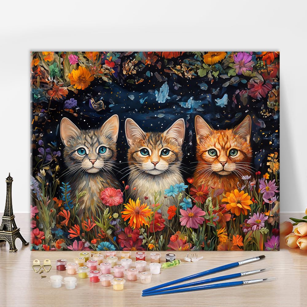TUMOVO Paint by Numbers Kit for Adults & Kids - Animals, Flowers & Cat Themed DIY Acrylic Oil Painting Art Set (16x20 Inch) - Perfect for Home Decor, Relaxation & Creative Gifts