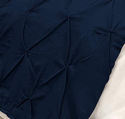 Luxury 100% Cotton 800 Thread Count Pinch Pleated Bed Runner - Twin Size Navy Blue Hotel Quality Bedding for Master Bedroom, Guest Room & Luxury Hotels