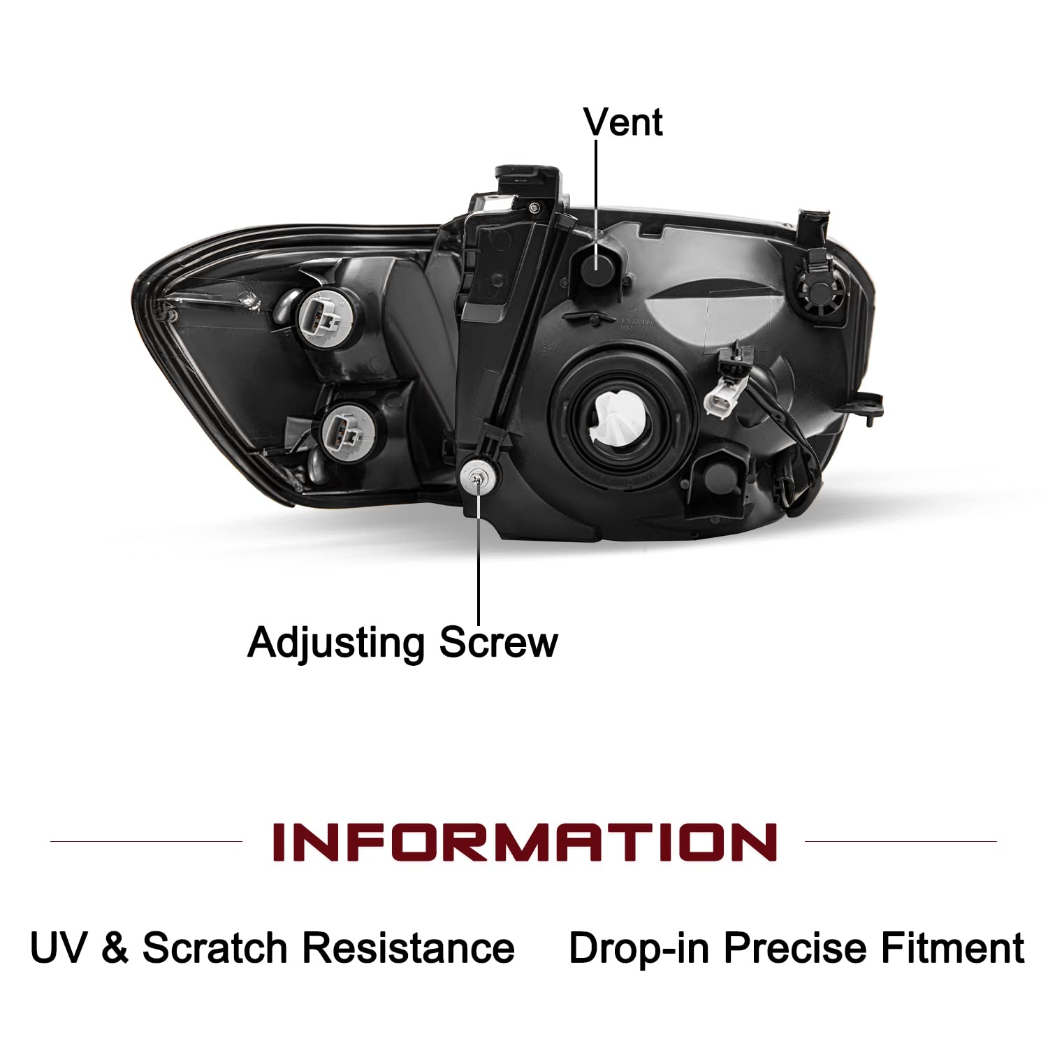 JSBOYAT Replacement Headlights Assembly for 2005-2006 Toyota Tundra & 2005-2007 Sequoia - Black Housing with Clear Reflector - Includes Corner Lights (Driver & Passenger Side) - Perfect for Off-Roading, Night Driving & Vehicle Restoration