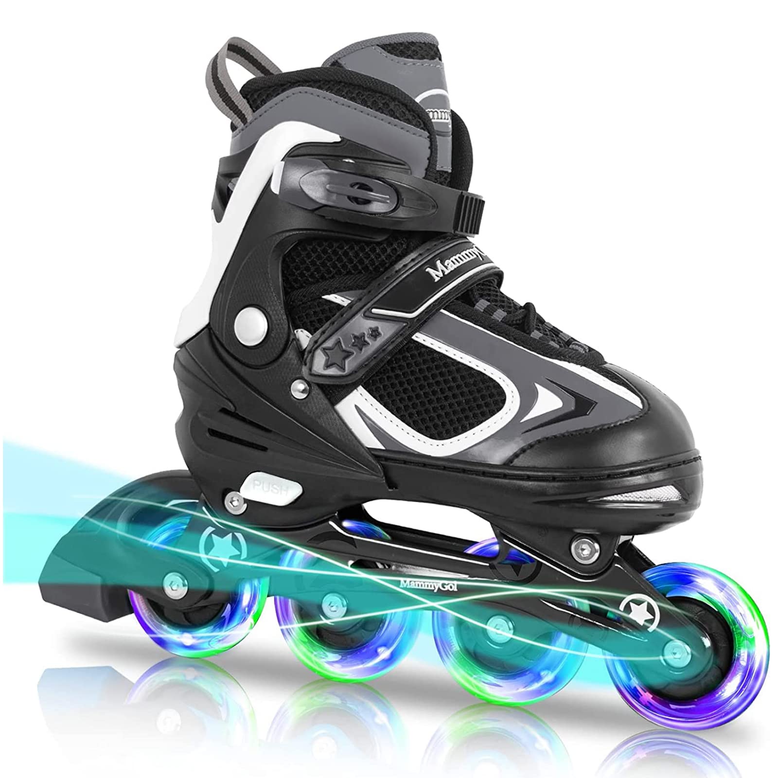 **MammyGol Adjustable Kids Inline Skates with LED Light-Up Wheels - Perfect for Boys & Girls - Ideal for Outdoor Play, Roller Rinks & Birthday Gifts**