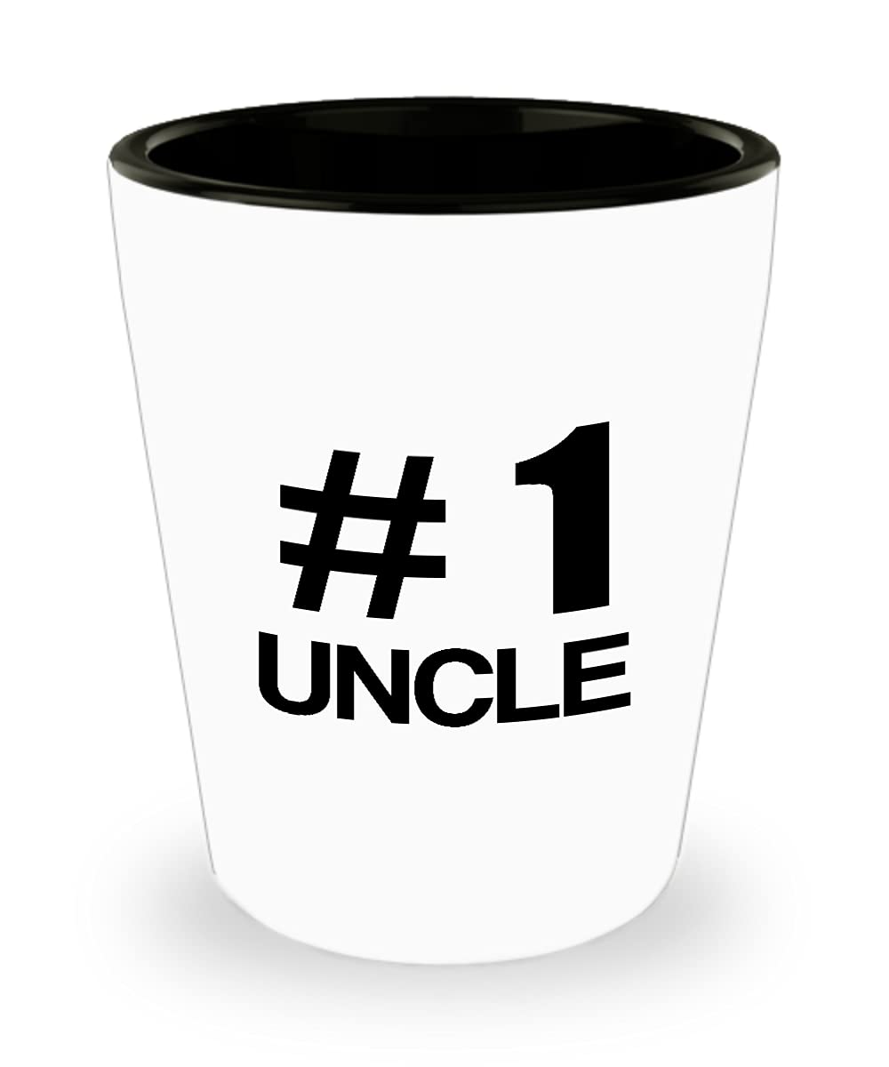 Funny Number 1 Uncle Shot Glass - Novelty Tequila Shotglass Gift for Uncle Day, Family Reunion & Appreciation - Perfect Gift from Nephew/Niece for Birthdays, Father's Day & Recognition Awards - Great for Parties, Celebrations & Humorous Gag Gifts