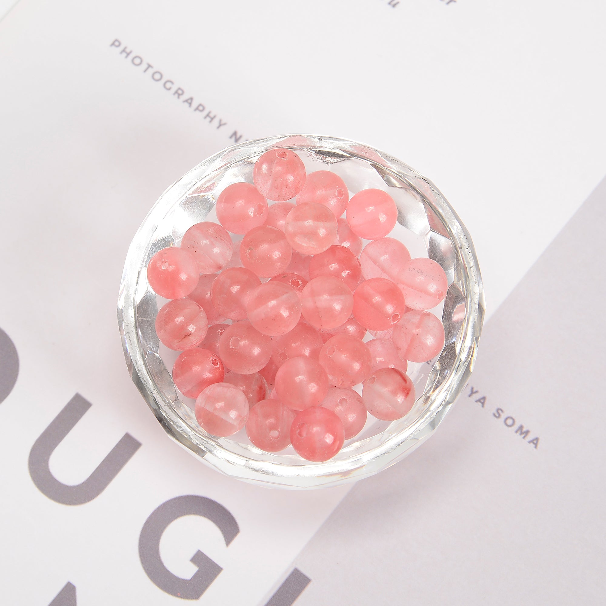Cherry Red Dyed Quartz Smooth Round Beads 8mm 10mm 15.5 Inch Strand for Jewelry Making, DIY Crafts, Bracelets & Necklaces