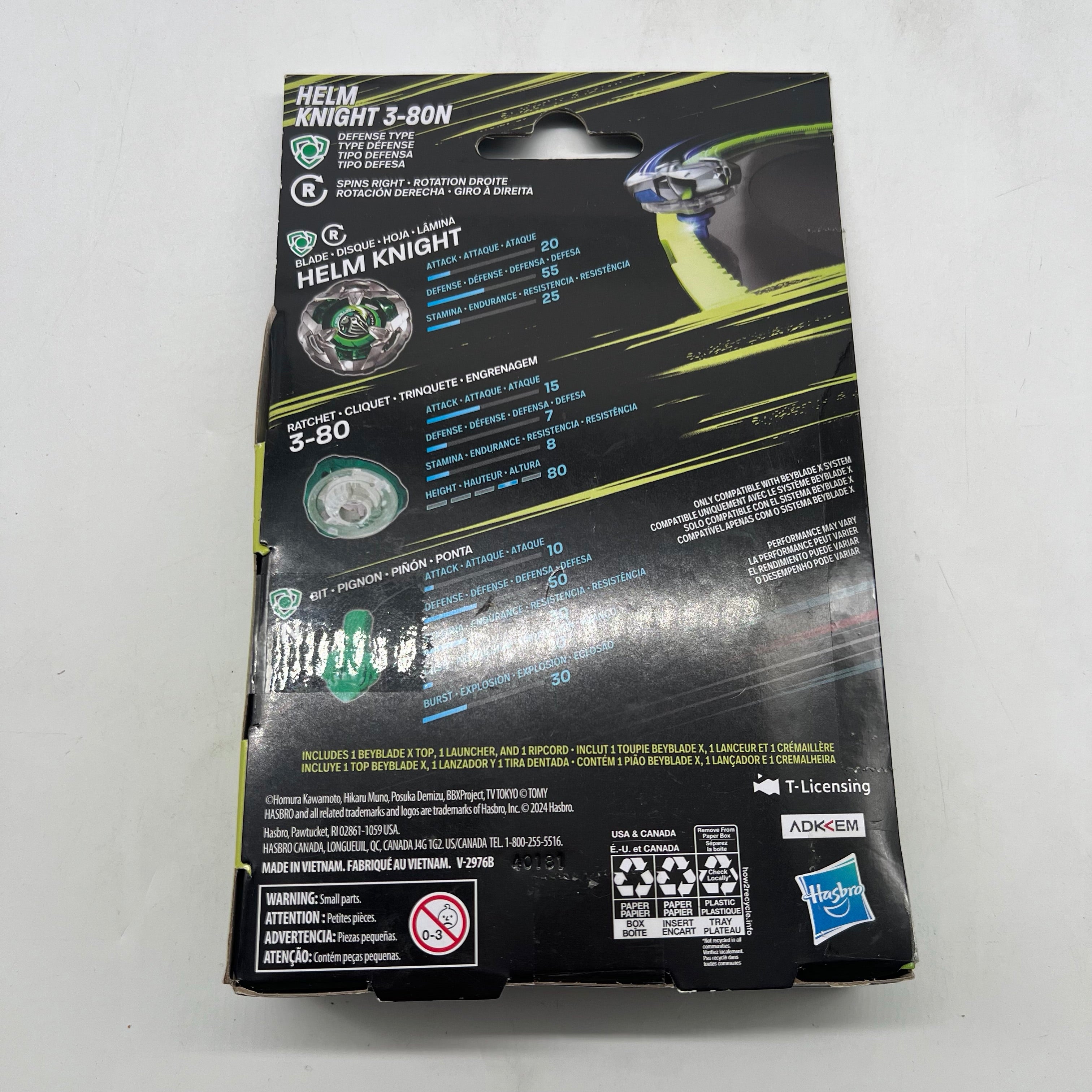 Beyblade X Helm Knight 3-80N Starter Pack - Brand New Spinning Top Battle Set for Kids - Perfect for Competitive Play & Collection