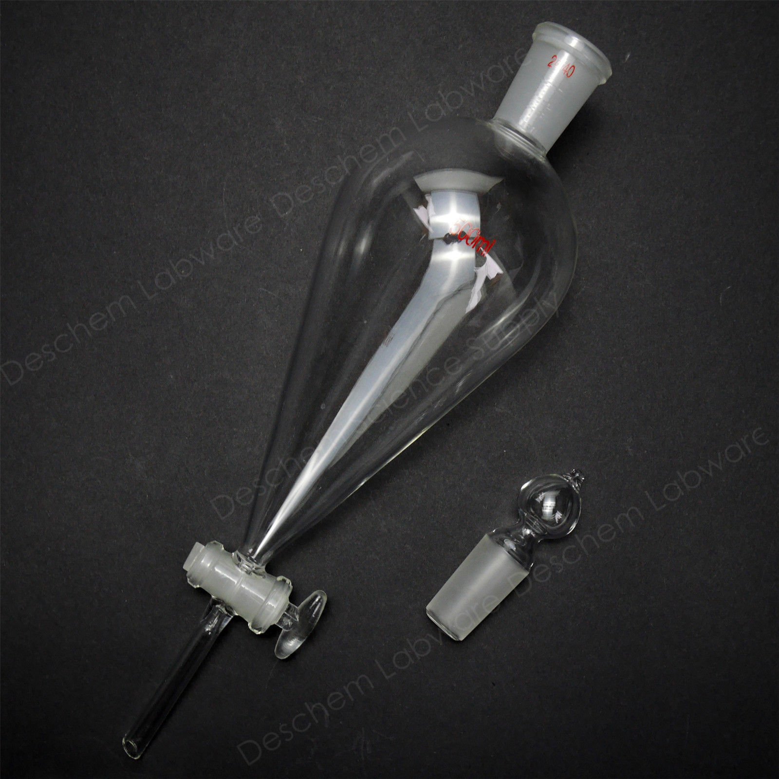 500ml 24/40 Glass Pyriform Separatory Funnel with Straight Drop Tube & Glass Stopcock - Ideal for Chemistry Labs, Essential Oil Extraction & Liquid Separation Experiments