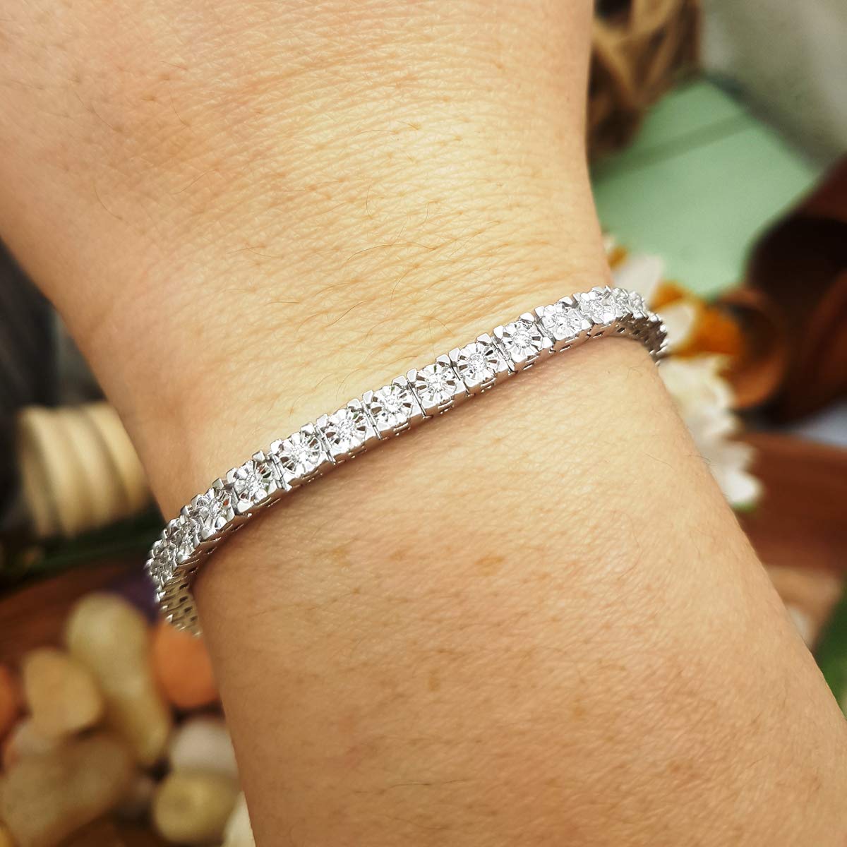 14K Solid White Gold Round White Diamond Tennis Bracelet for Women | 0.85 Cttw Dazzlingrock Collection | Perfect for Weddings, Parties & Special Occasions