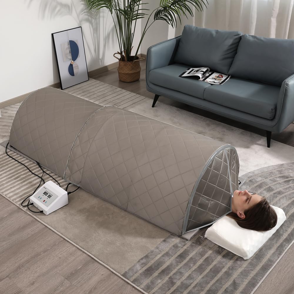 ZONEMEL Portable Infrared Sauna Dome for Home Spa - 360° Full Body Coverage Carbon Heating Therapy with Pillow & Mat - Dry Heat Sauna for Relaxation, Detox & Pain Relief - Perfect for Home Wellness & Recovery