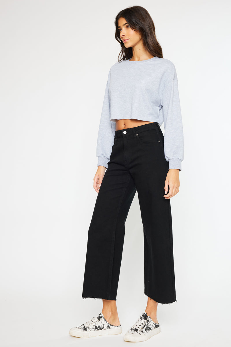 Dianella High Rise Crop Wide Leg Jeans for Women - Trendy Distressed Denim Pants for Casual Outfits & Streetwear Fashion
