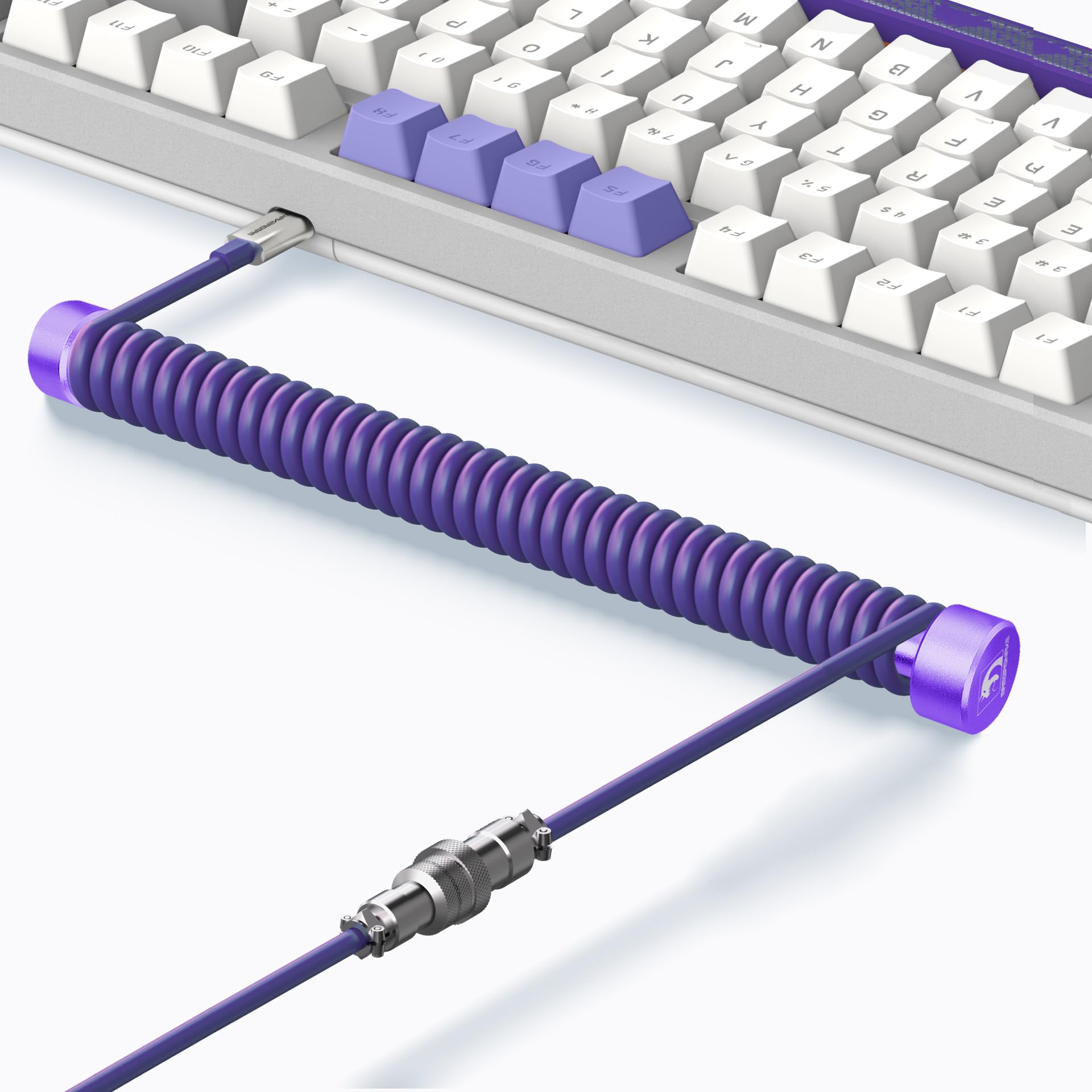 MAMBASNAKE C01 Coiled Keyboard Cable Set - 8KHz USB-C for Gaming (Purple) - Perfect for Esports & Mechanical Keyboards