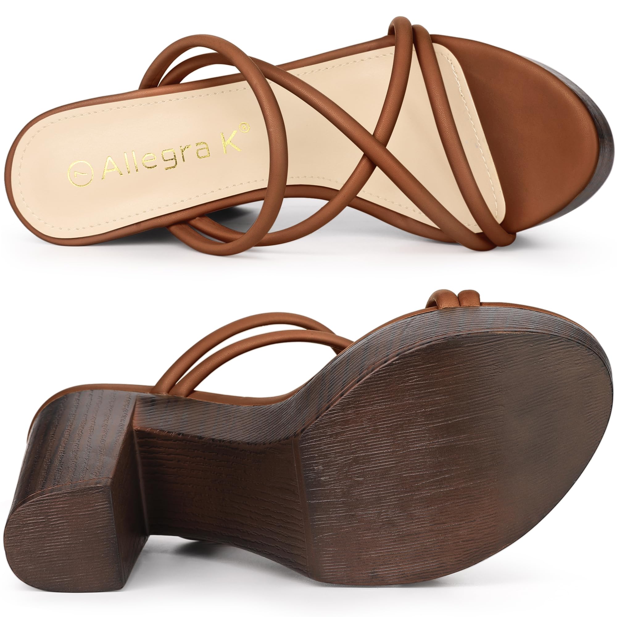 Allegra K Women's Chunky Heel Strappy Platform Slide Sandals - Comfortable Summer Dress Shoes for Weddings, Parties & Beach Vacations