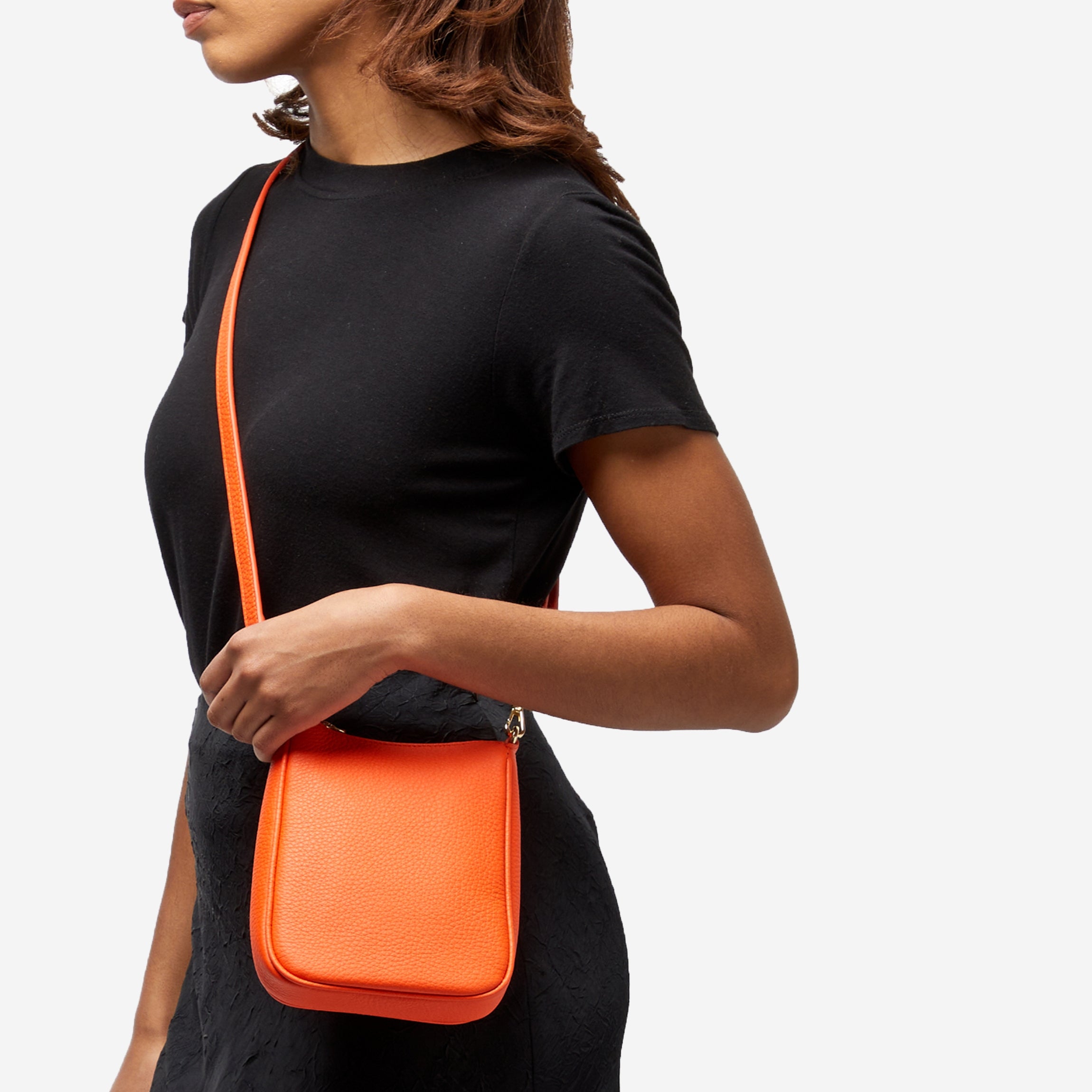 Greta Chain Vertical Sling Bag Clementine Orange - Stylish Crossbody Purse for Women, Perfect for Daily Use, Travel & Shopping