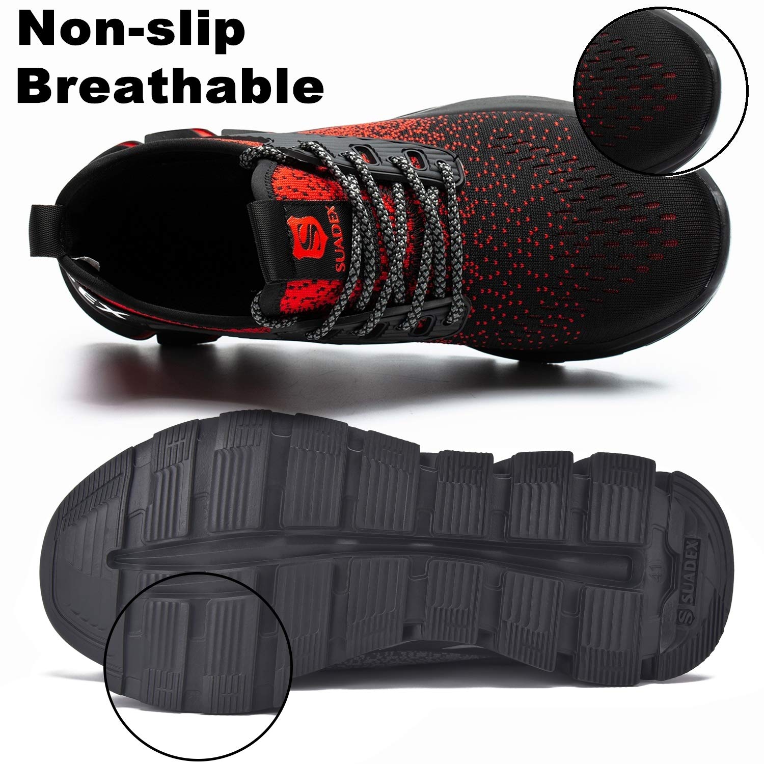 SUADEX Steel Toe Sneakers for Men & Women - Lightweight Safety Work Shoes with Composite Toe | Slip Resistant & Comfortable | Perfect for Construction, Warehouse & Industrial Work