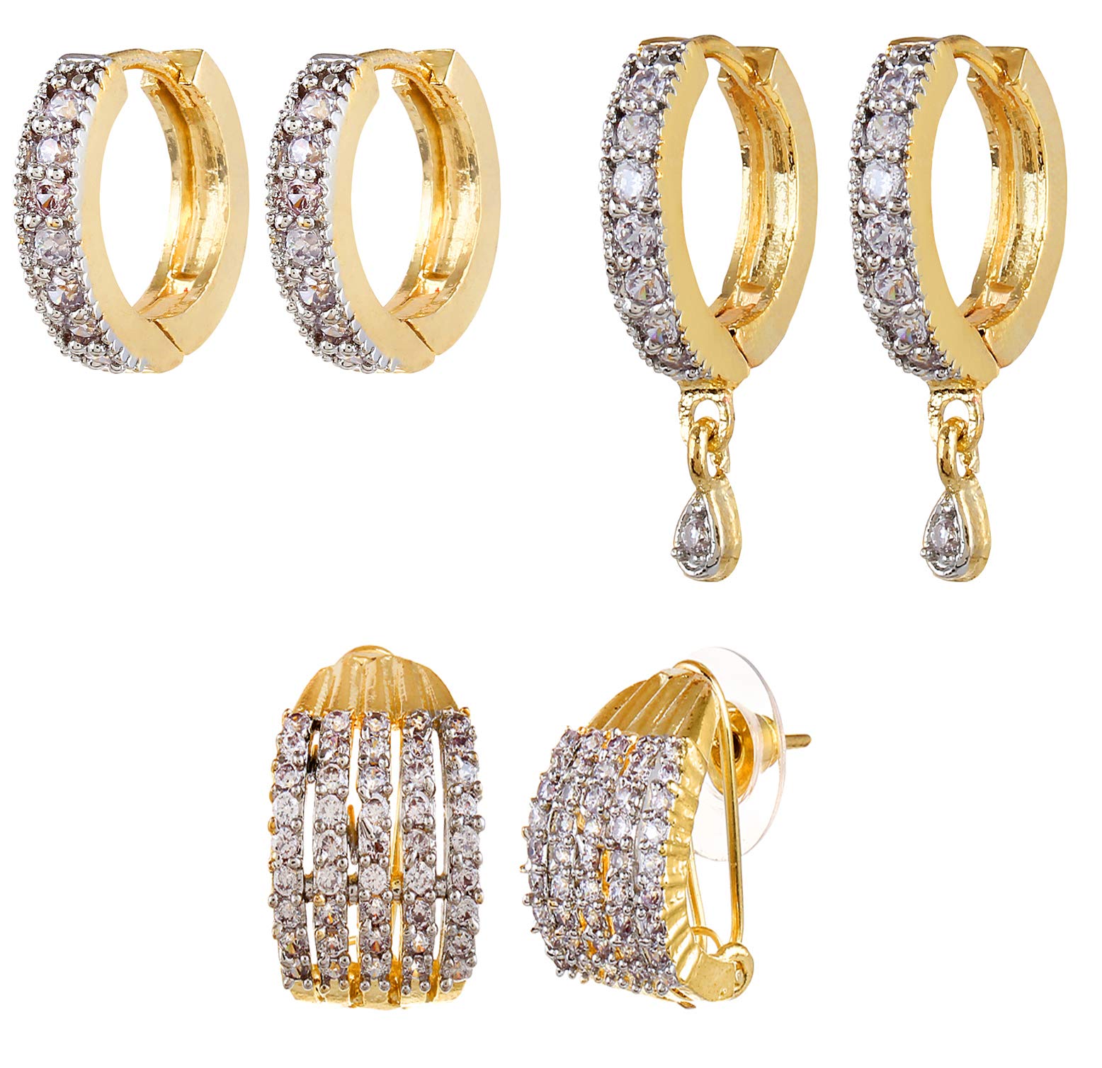 YouBella Stylish Gold Plated Stud & Hoop Earrings Set for Women & Girls - Traditional Jewelry Gift for Parties, Weddings & Everyday Wear