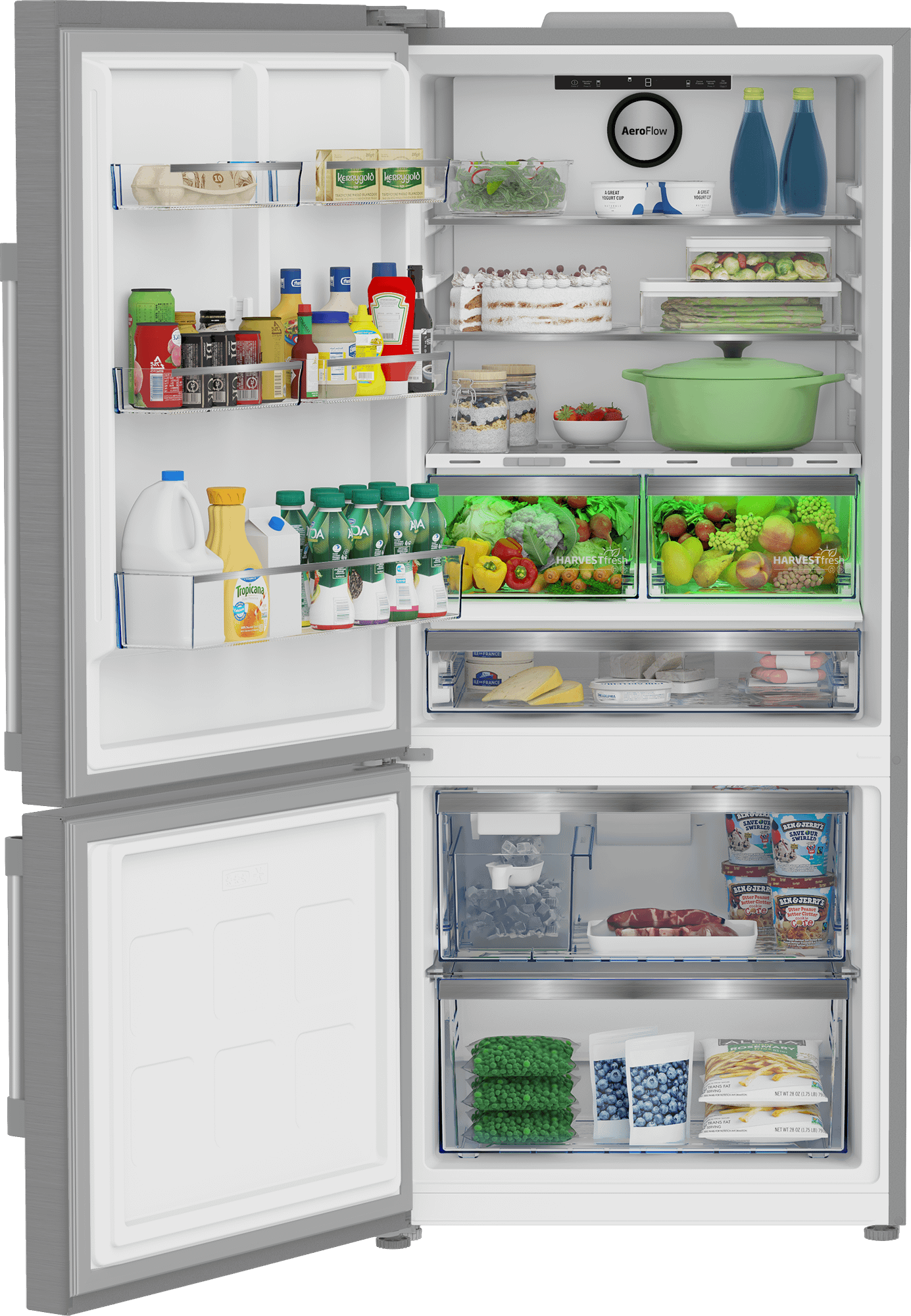 Beko BFBF30216SSIML 30-Inch Stainless Steel Bottom Freezer Refrigerator - Energy Efficient, Spacious for Kitchen & Home Storage