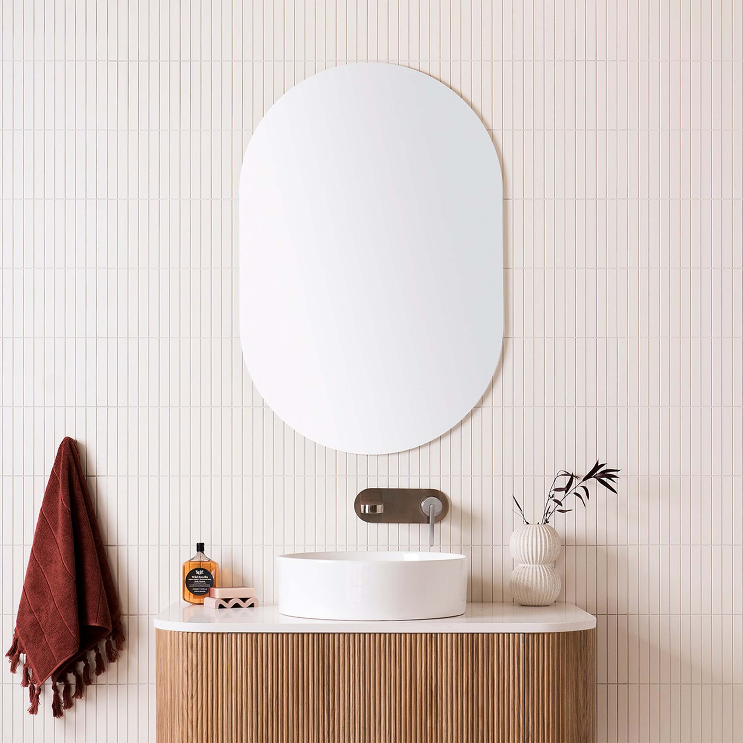 ADP Frameless Oval Mirror with Polished Edge - Elegant Bathroom & Bedroom Decor for Modern Homes