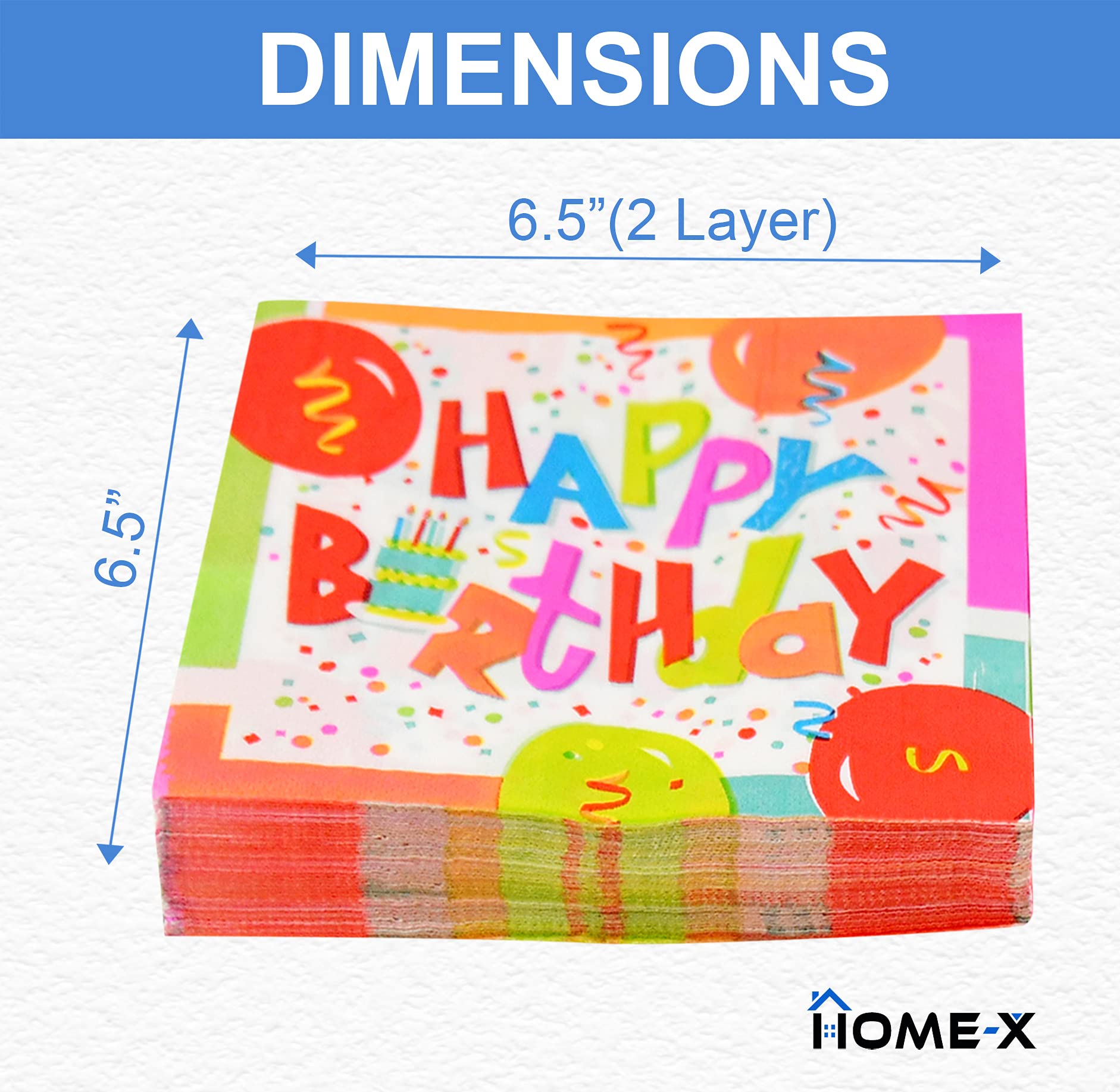 Happy Birthday Napkins - 48pc Confetti Paper Napkins for Birthday Party Decorations, Double Layer 6.5