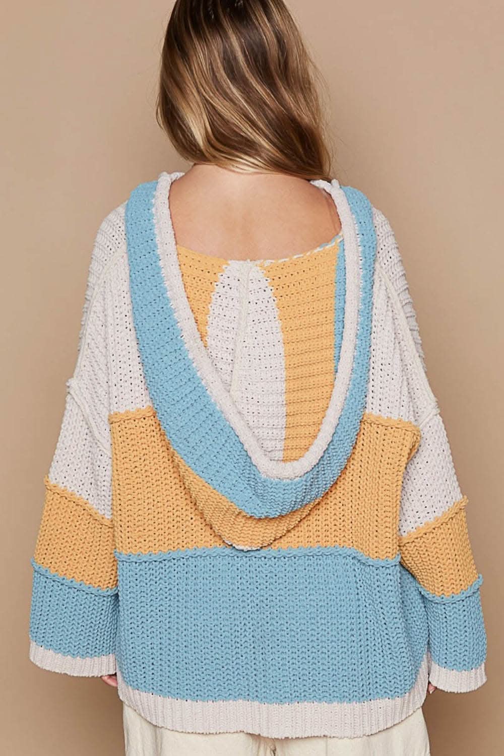 Stylish Color Block Hooded Sweater for Women - Trendy Pullover for Casual Outfits & Cozy Loungewear