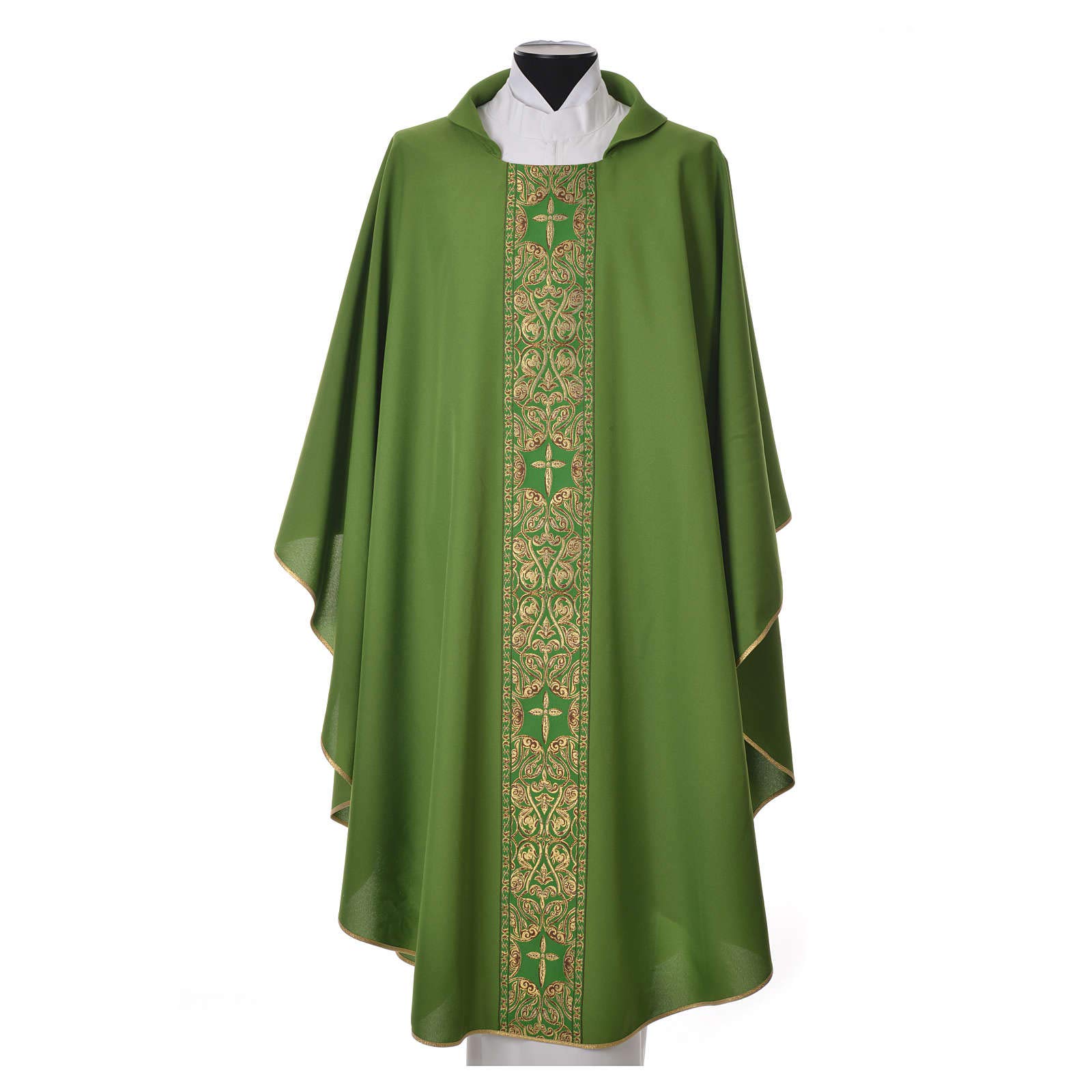 Red 100% Polyester Chasuble with Golden Embellishments - Perfect for Church Services, Religious Ceremonies & Special Occasions