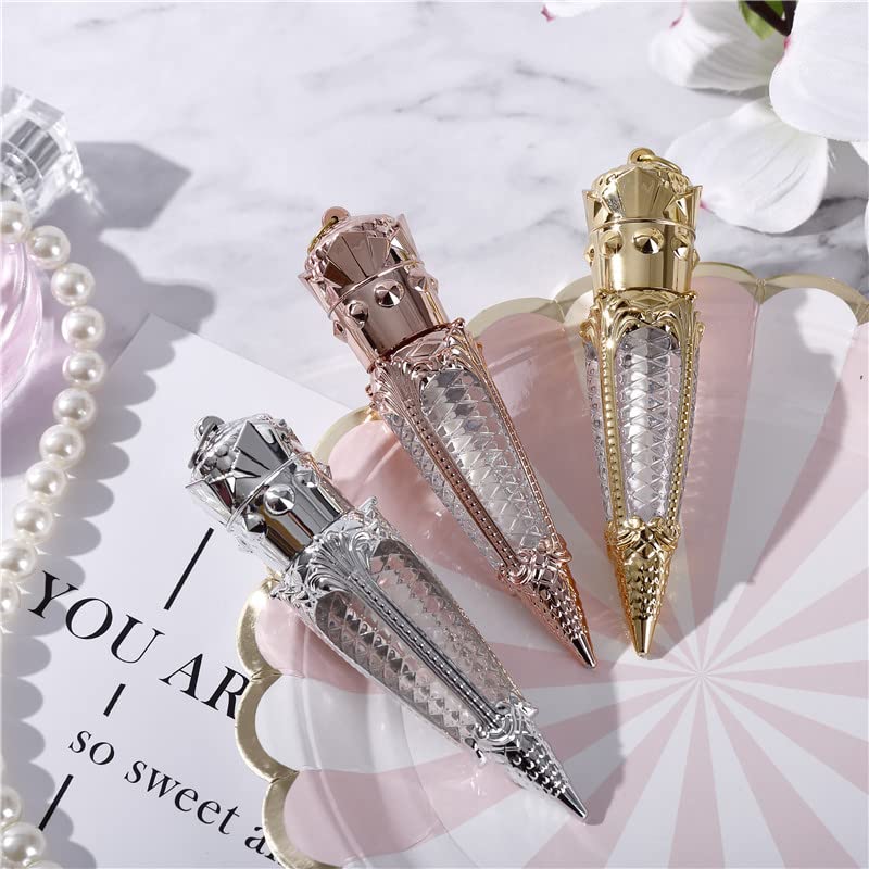 COSIDEA 4ml Rose Gold Crown Empty Lip Gloss Tubes with Custom Logo - Refillable Lip Gloss Containers for DIY Makeup, Gift Packaging & Keychain Accessories - Perfect for Beauty Salons, Party Favors and Personal Use