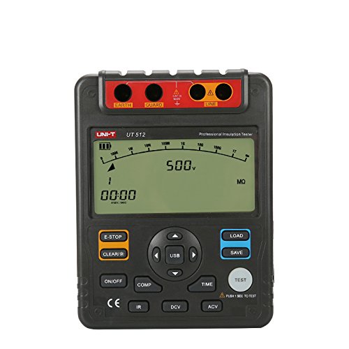 UNI-T UT512 Digital Insulation Resistance Tester 500V/1000V/1500V/2500V with USB PC Software - High Voltage PI DAR Tester for Electrical Maintenance, Industrial Testing & Home DIY Projects