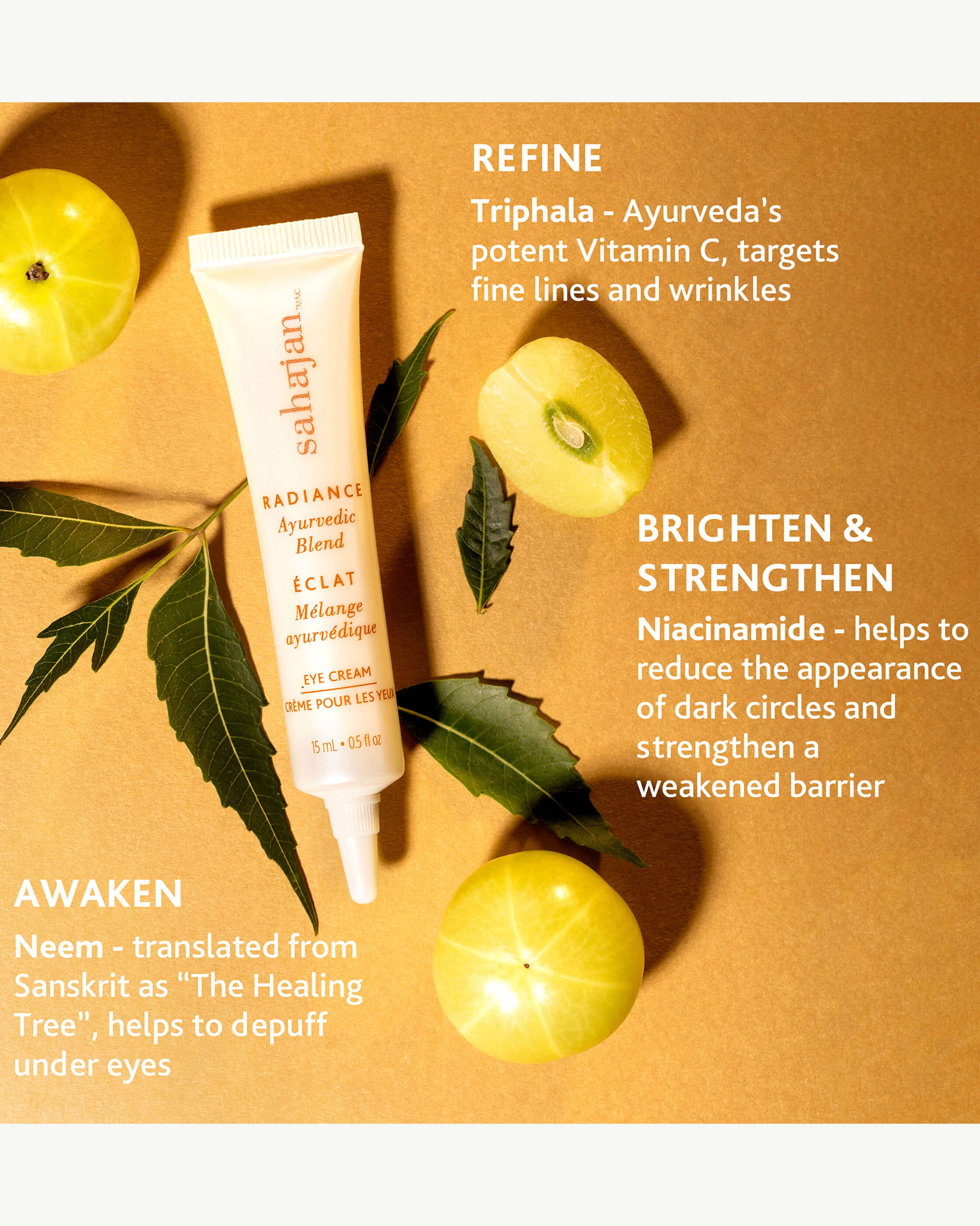 Radiance Eye Cream with Niacinamide, Vitamin C & Adaptogens - Brightening & Anti-Aging Treatment for Dark Circles & Puffiness - Perfect for Morning & Night Skincare Routine