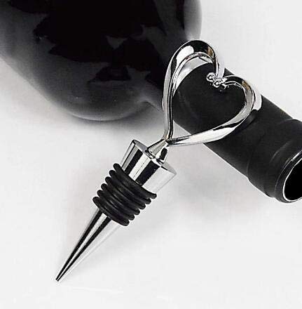 WOIWO 2PCS Heart-Shaped Wine Stoppers - Elegant Plastic Electroplated Wine Bottle Stoppers for Red Wine, Champagne & Liquor - Perfect for Romantic Dinners, Weddings & Home Bars
