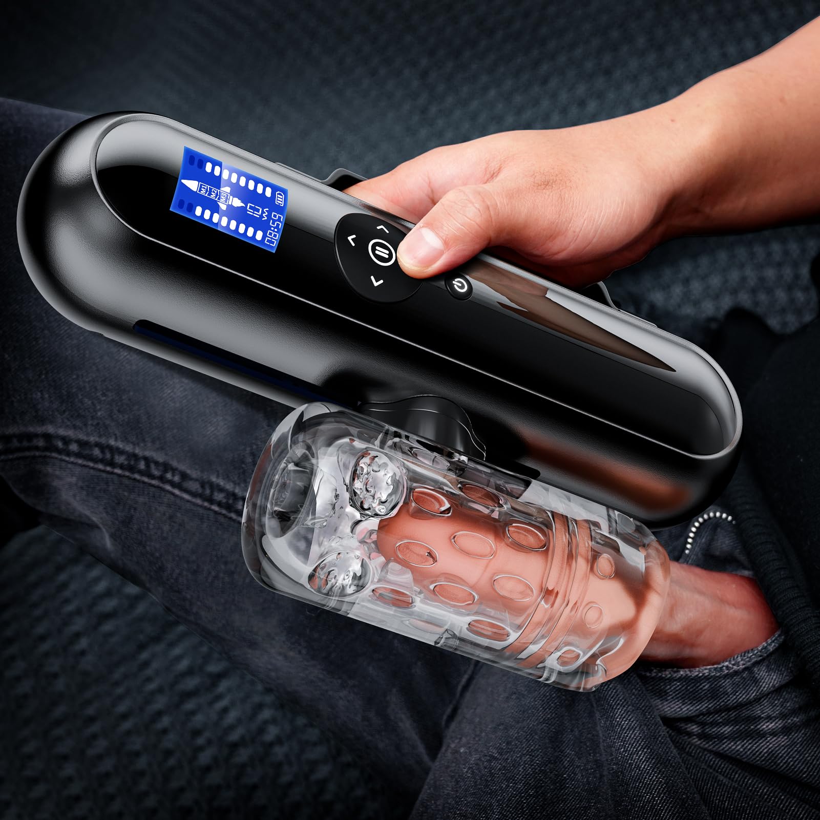 Upgraded Male Masturbator Sex Toy with 4 Thrust Depths, 3 Start Points & 10 Vibration Speeds - AI App Controlled TPE Blowjob Toy for Men | Perfect for Solo Play, Couples Fun & Discreet Adult Pleasure