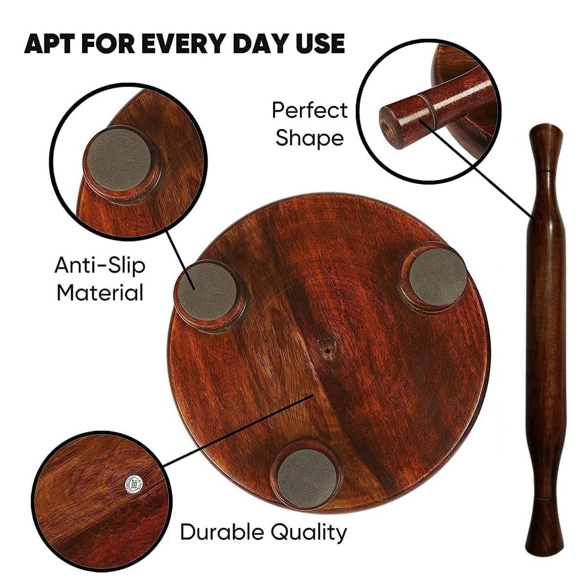 Premium Sheesham Wood Chakla Belan Set - 9