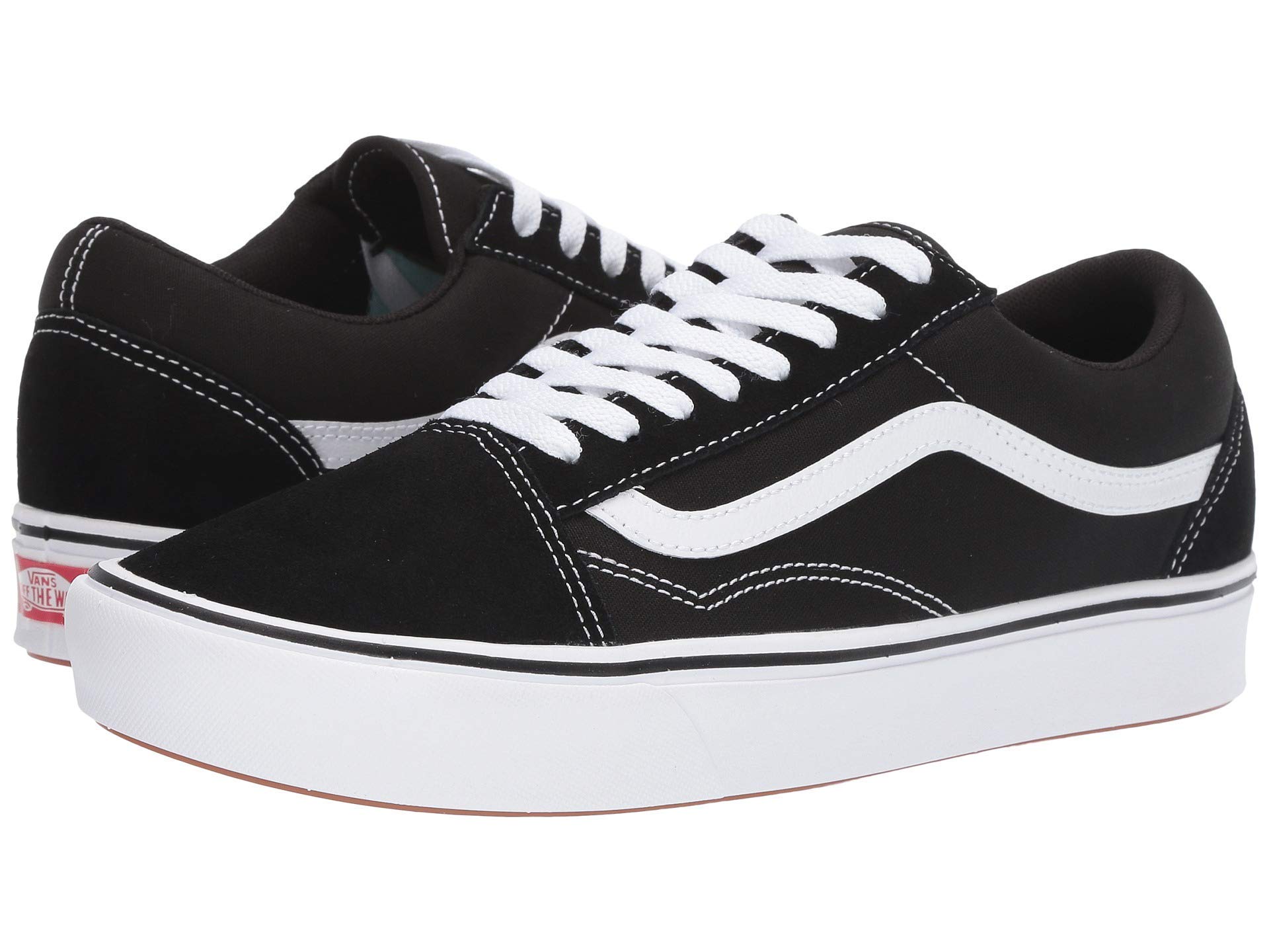 Vans Men's Old Skool Sneakers - ComfyCush Black & White Skate Shoes - Size 5 - Casual Streetwear for Skating, Walking & Everyday Wear