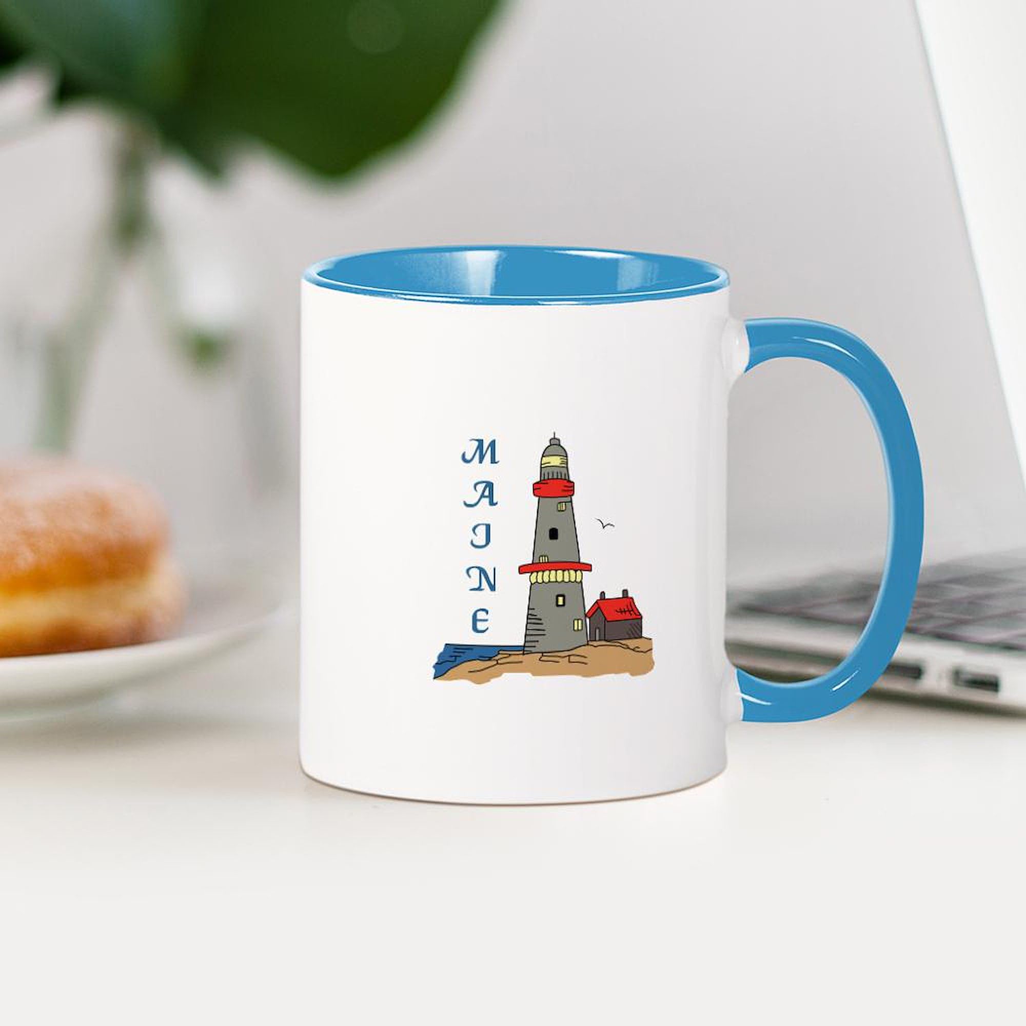 Maine Lighthouse Ceramic Coffee Mug 11 oz (325 ml) - Durable & Stylish for Hot Beverages - Perfect for Home, Office, or Gift Giving