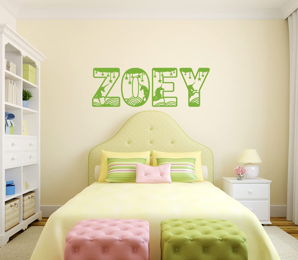 Custom Name Unicorn Vinyl Wall Decal Sticker - Rainbow Theme Nursery & Bedroom Decor for Girls - Perfect for Kids' Room, Playroom, and Birthday Party Decorations