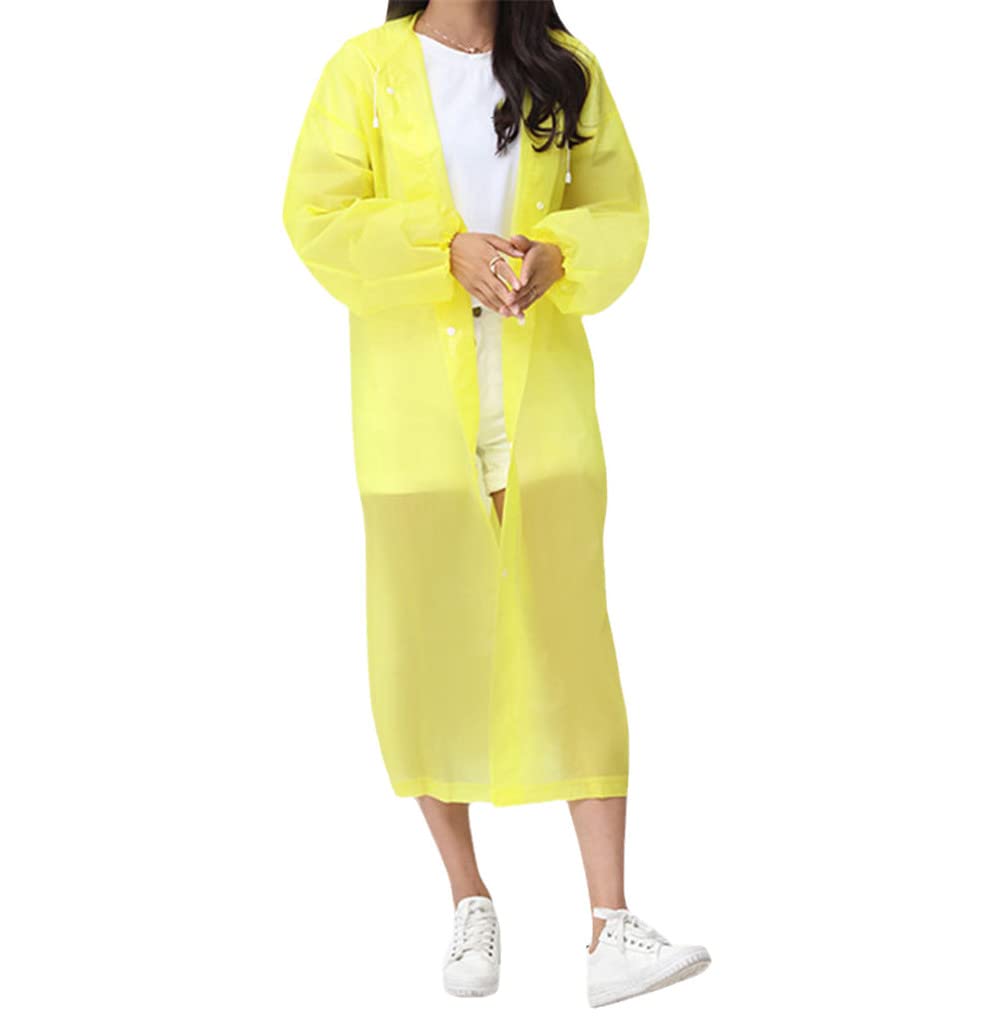 Waterproof Reusable Raincoat for Women & Men - Thickened Clear EVA Hooded Rain Jacket for Outdoor Activities, Hiking, Camping & Commuting