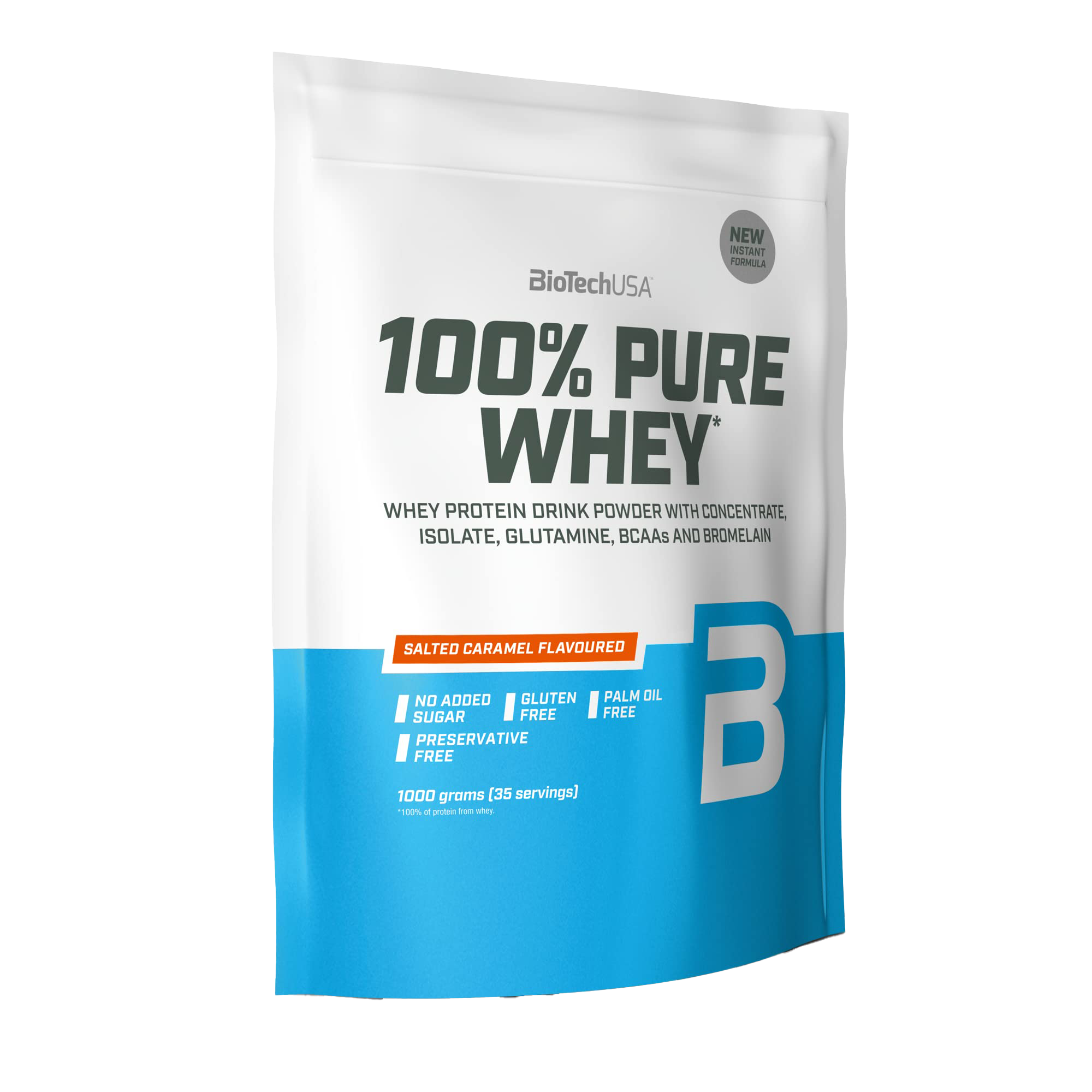 BioTechUSA 100% Pure Whey Protein Powder - Salted Caramel Flavor, 35.2oz (1000g) | Muscle Recovery & Post-Workout Supplement for Athletes & Fitness Enthusiasts