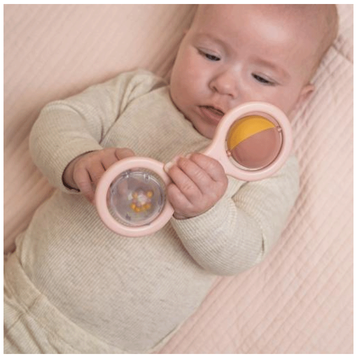 Little Dutch Rose Ball Rattle - Soft Baby Teether Toy with Gentle Sound for Newborns & Infants - Perfect for Sensory Play, Early Development & Nursery Decor