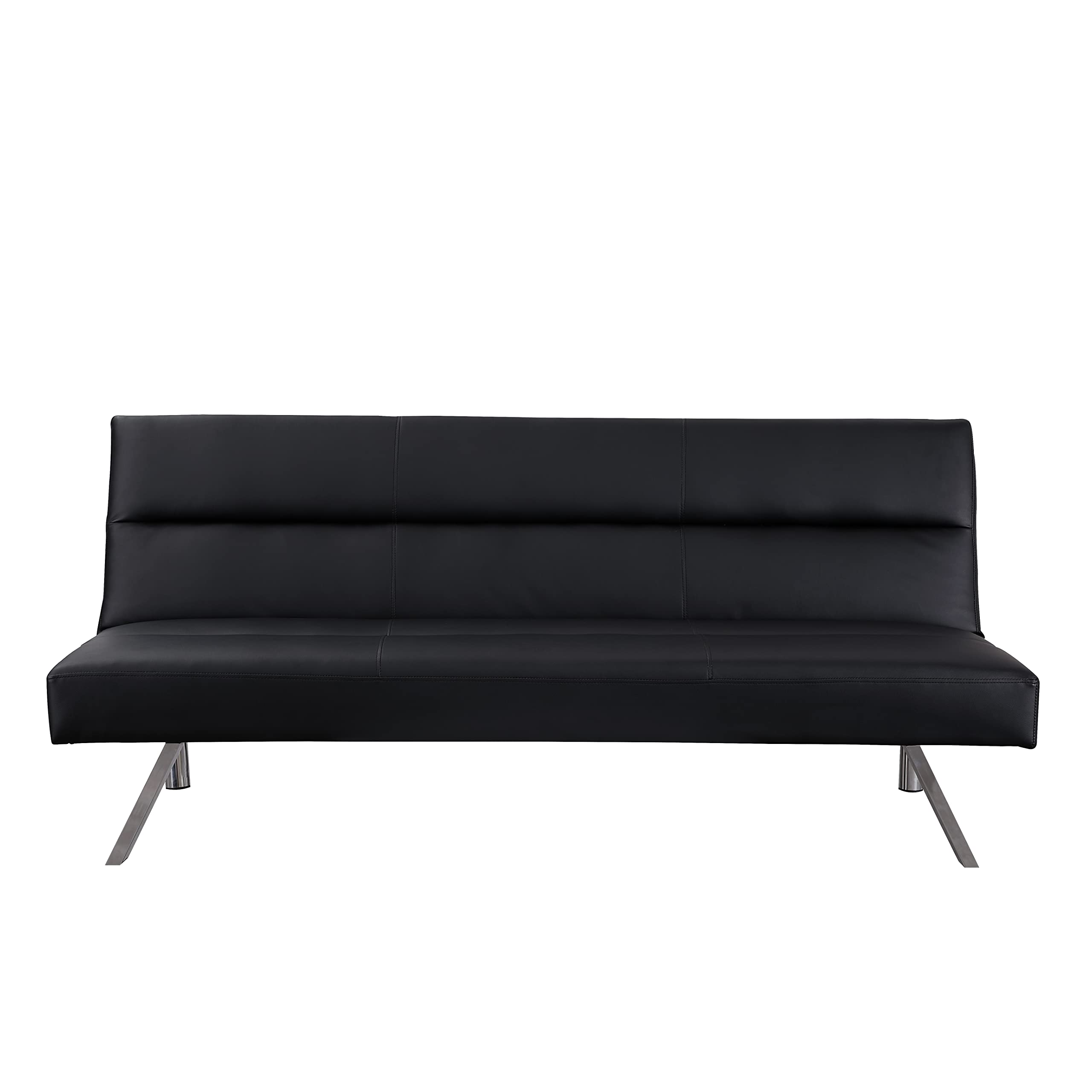 Naomi Home Black Faux Leather Futon Sofa Bed - 3-Position Reclining Convertible Couch with 500 lbs Weight Capacity (66