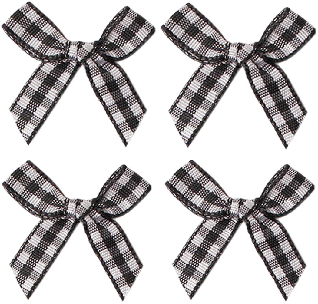 50pcs Mini Gingham Checkered Ribbon Bows - Black and White Plaid DIY Craft Ribbons for Sewing, Scrapbooking & Wedding Decor | Perfect for Party Favors, Hair Accessories & Gift Wrapping | Use for Baby Showers, Christmas Ornaments, Birthday Parties, Holiday Decor & DIY Home Projects | Great for Crafters, Event Planners & DIY Enthusiasts | Ideal for Seasonal Crafts, School Projects, Boutique Packaging & Handmade Card Embellishments