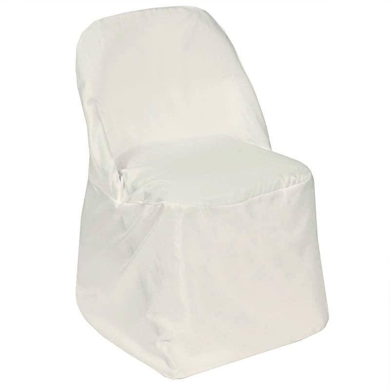 100 Pack White Round Polyester Chair Covers - Washable Folding Seat Covers for Wedding, Party, Banquet & Special Events - Elegant Table Decorations for Reception, Ceremony & Dining Room Setup