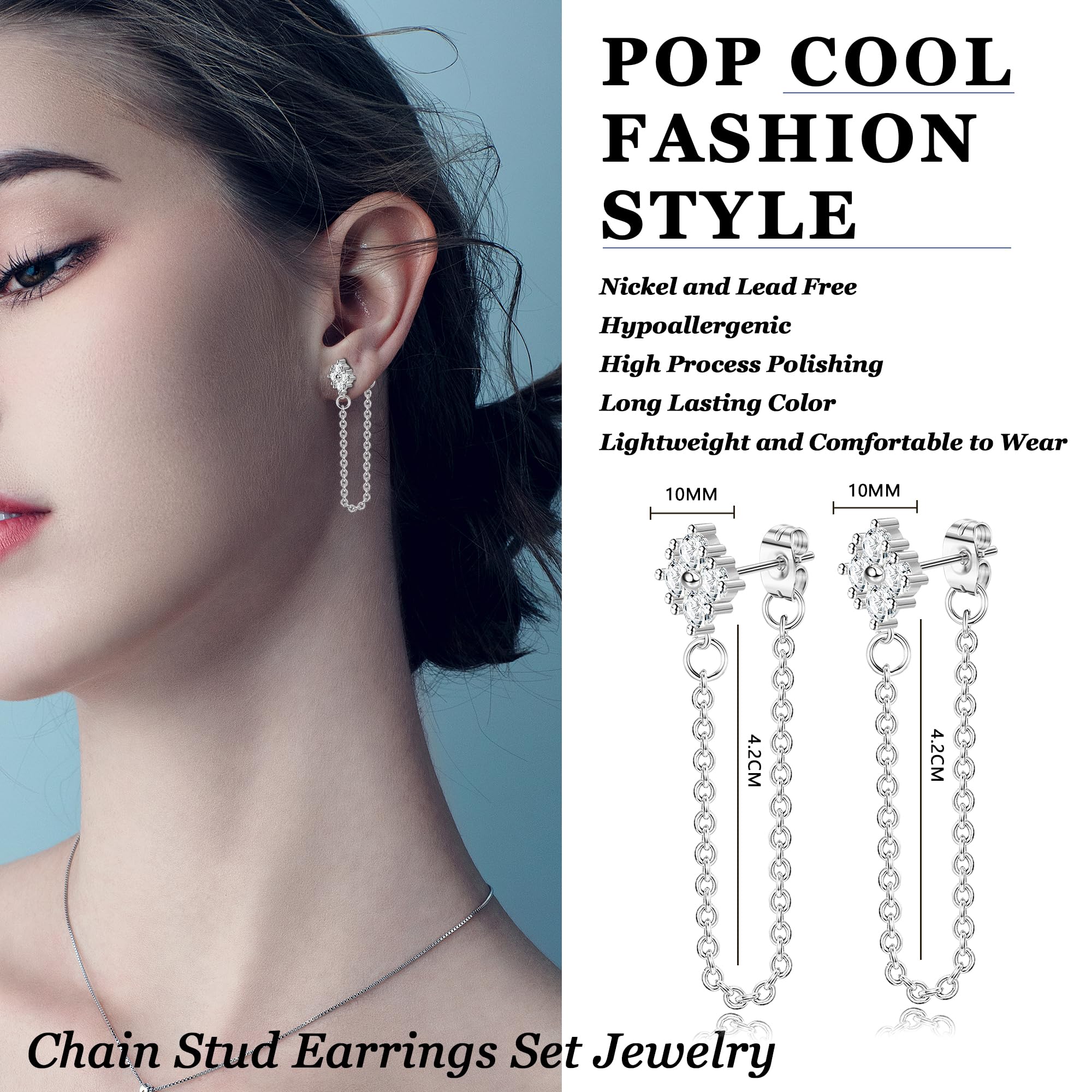 JeweBella 13 Pairs Small Hypoallergenic Earrings Set for Women - Surgical Steel Hoop, Dangle, Stud & Cartilage Earrings with Heart Zirconia in Silver/Gold | Perfect for Daily Wear, Gifts & Special Occasions