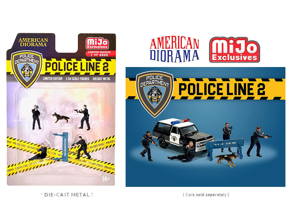 1:64 Scale American Diorama Police Line Figure Set - MIJO Exclusives Collectible Miniatures for Model Scenes, Diorama Displays & Toy Car Collections