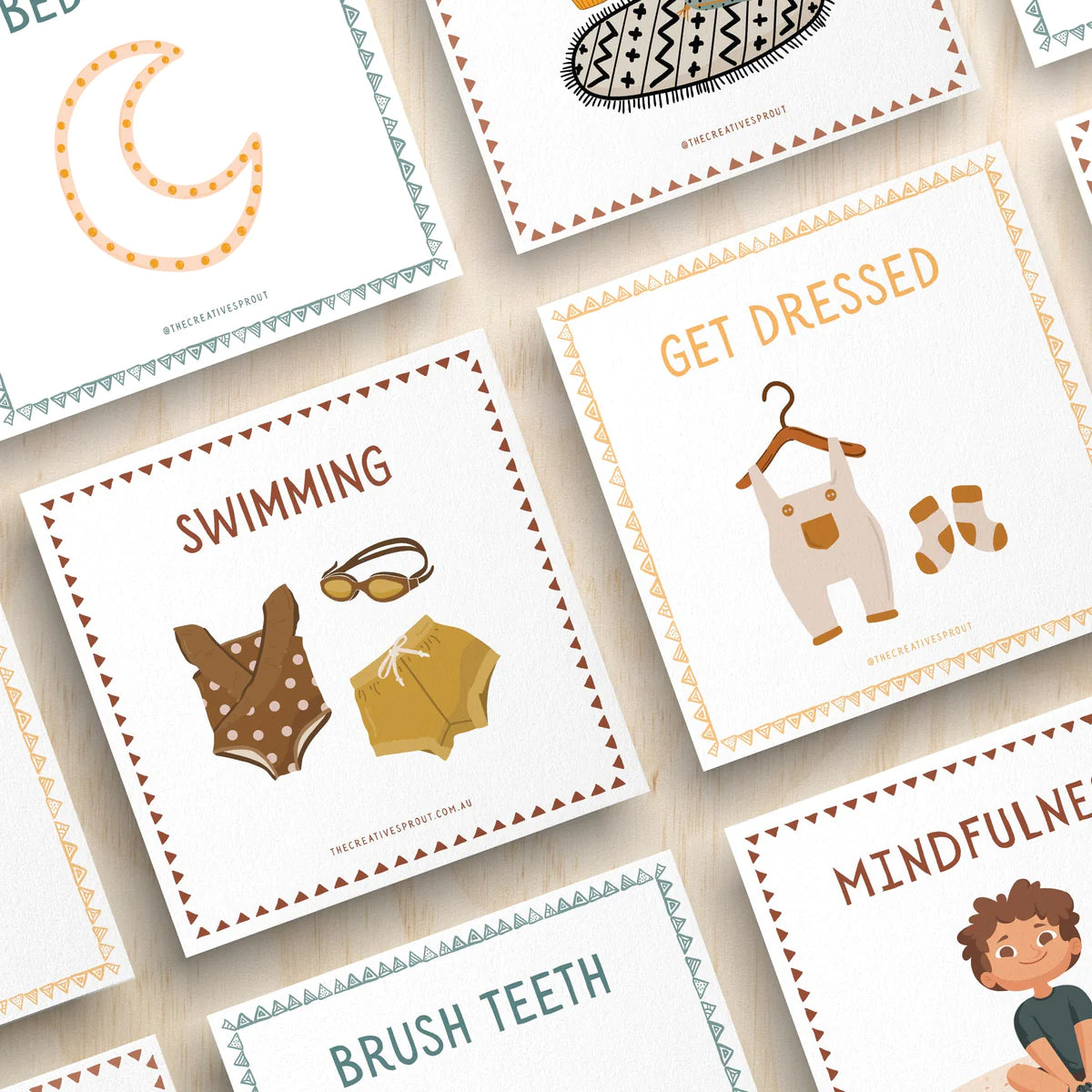 Creative Sprout Daily Routine Cards for Kids - 72 Pack | Visual Schedule & Chore Chart for Toddlers & Preschoolers | Perfect for Morning & Bedtime Routines
