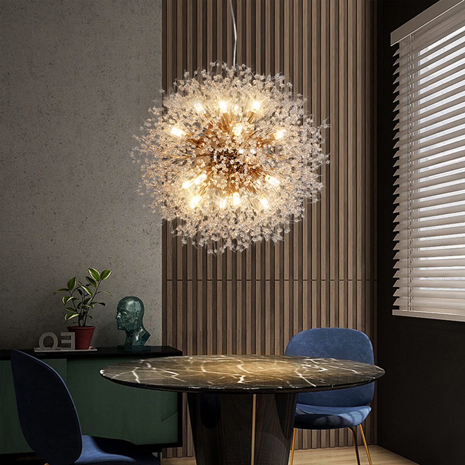 Luxury Crystal Chandeliers - Modern Dandelion Sputnik Chandelier Gold Ceiling Light Fixture with 16 Lights for Dining Room, Kitchen, Living Room, Restaurant - Elegant Lighting for Home Decor & Commercial Spaces