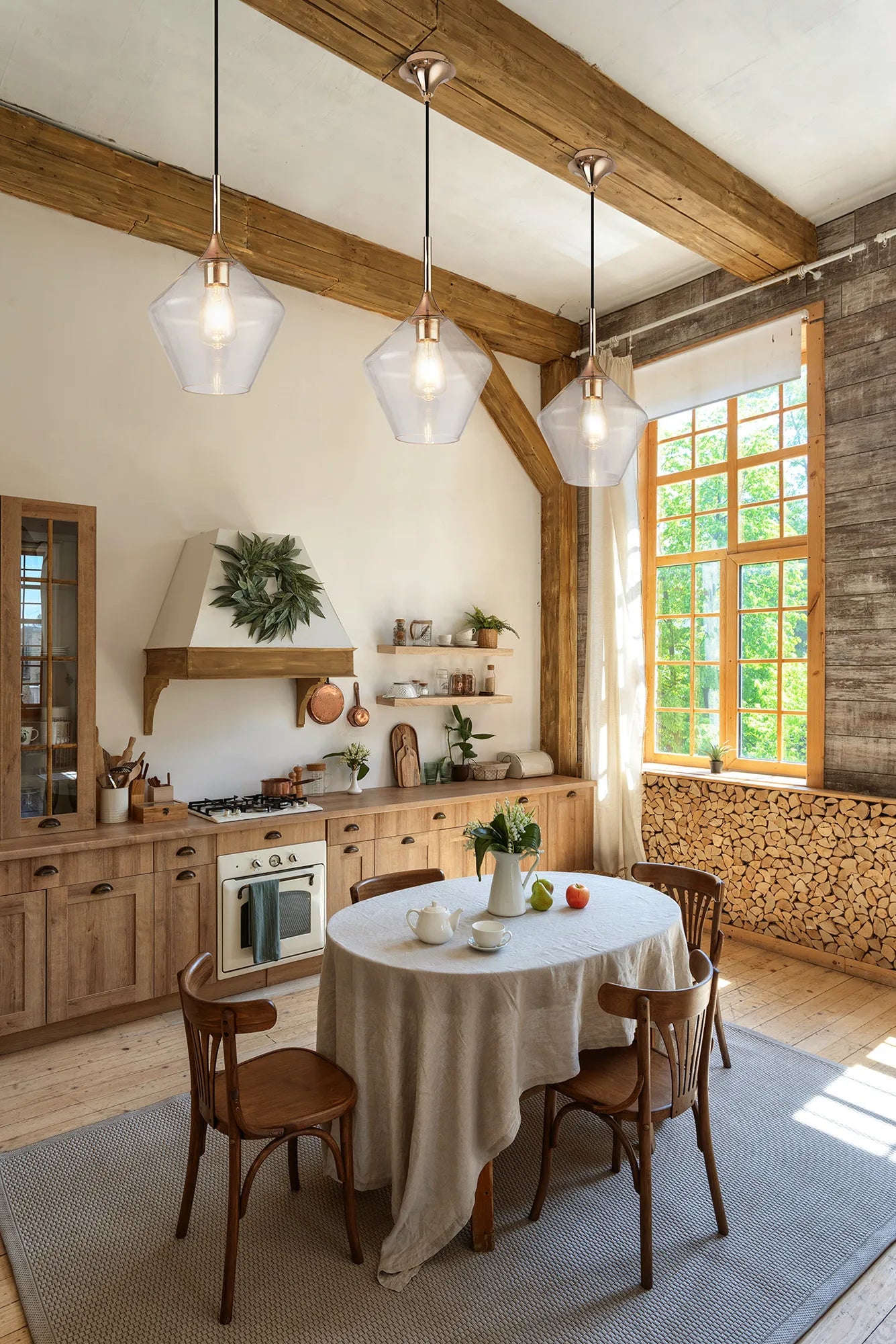 Benalla Single Pendant Light Fixture - Diamond Glass Shade with E27 Socket in Multiple Finish Options - Perfect for Dining Room, Kitchen Island or Bedroom Lighting