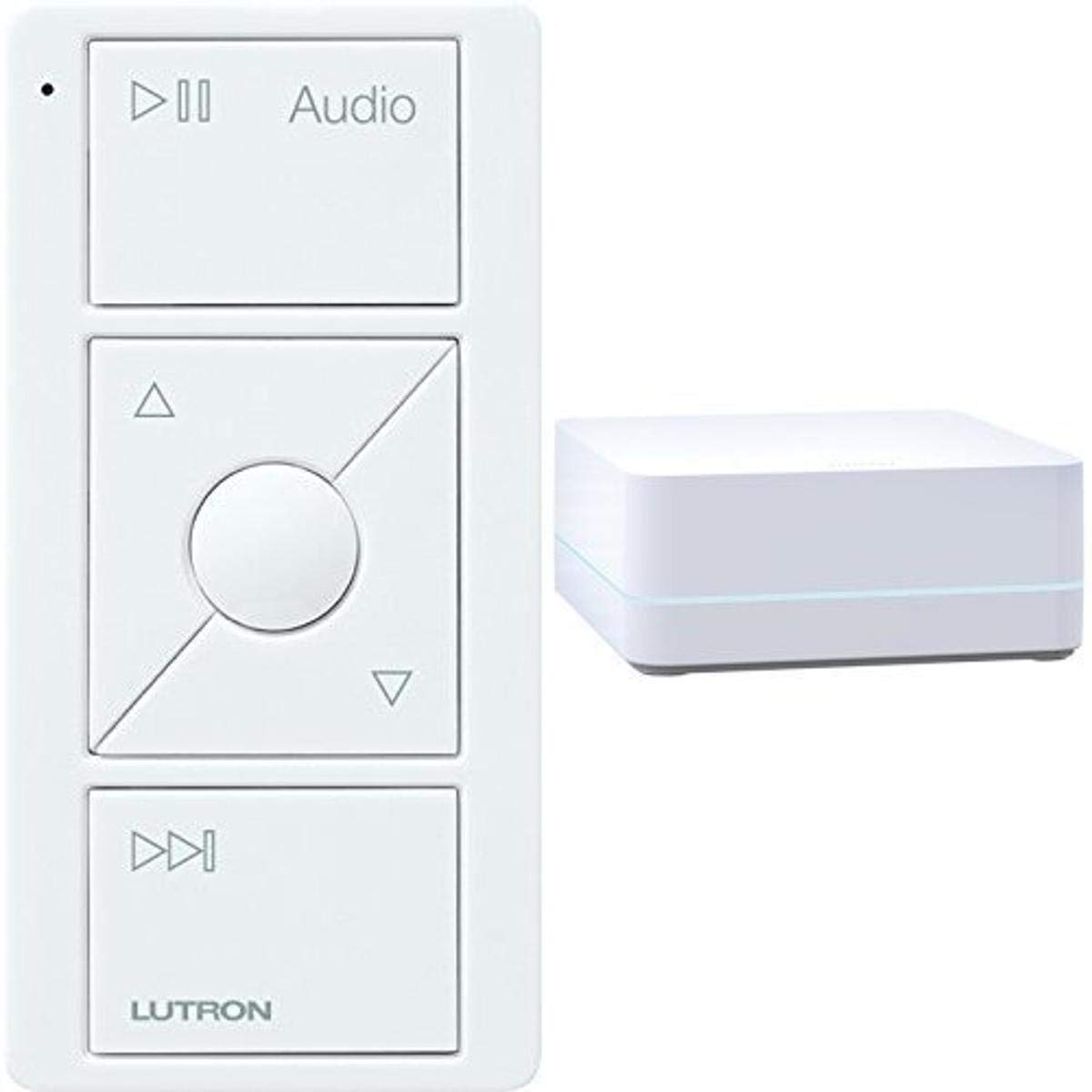 LUTRON Caseta Wireless Smart Bridge & Audio Pico Remote Kit - White | Sonos Endorsed Smart Home Integration | Works with Alexa, Google Assistant & Apple HomeKit | Perfect for Home Theater & Multi-Room Audio Control