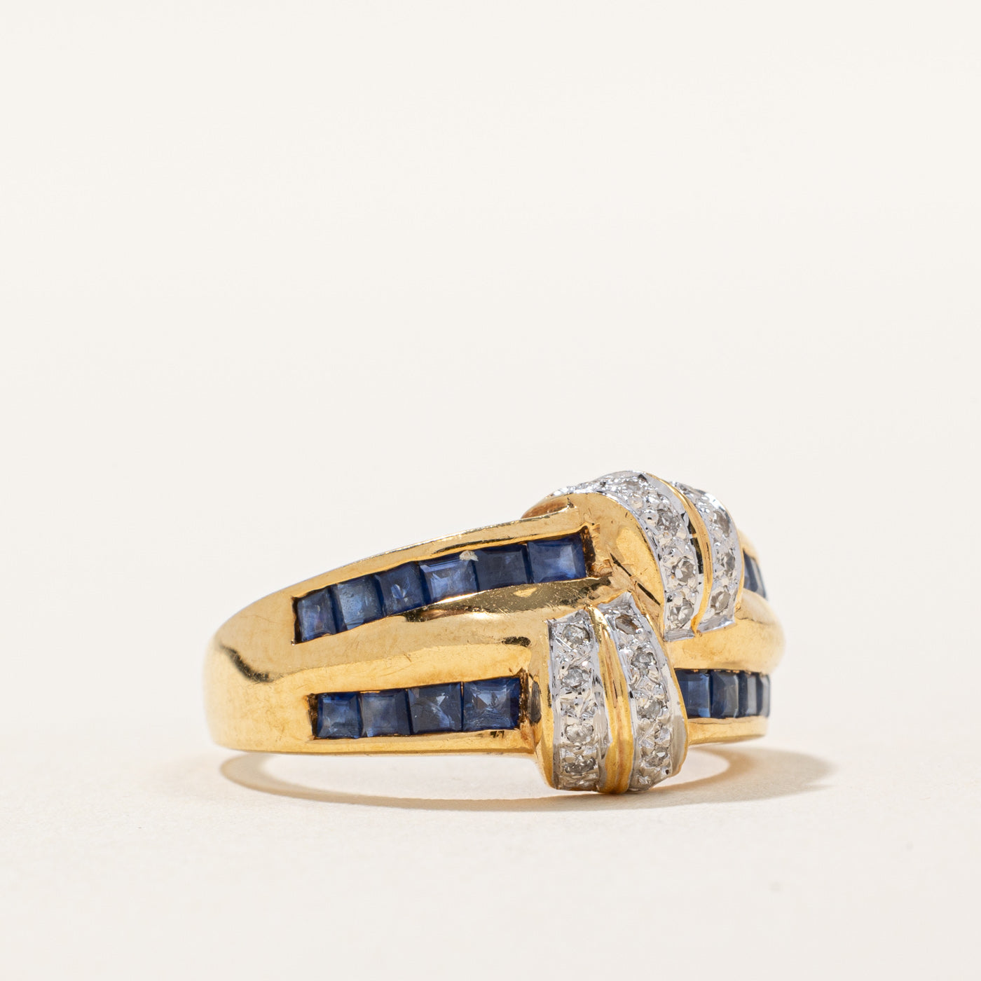 Elegant 0.60ctw Sapphire & 0.06ctw Diamond Knot Ring - Size 6.25 | Perfect for Anniversaries, Engagements & Special Occasions