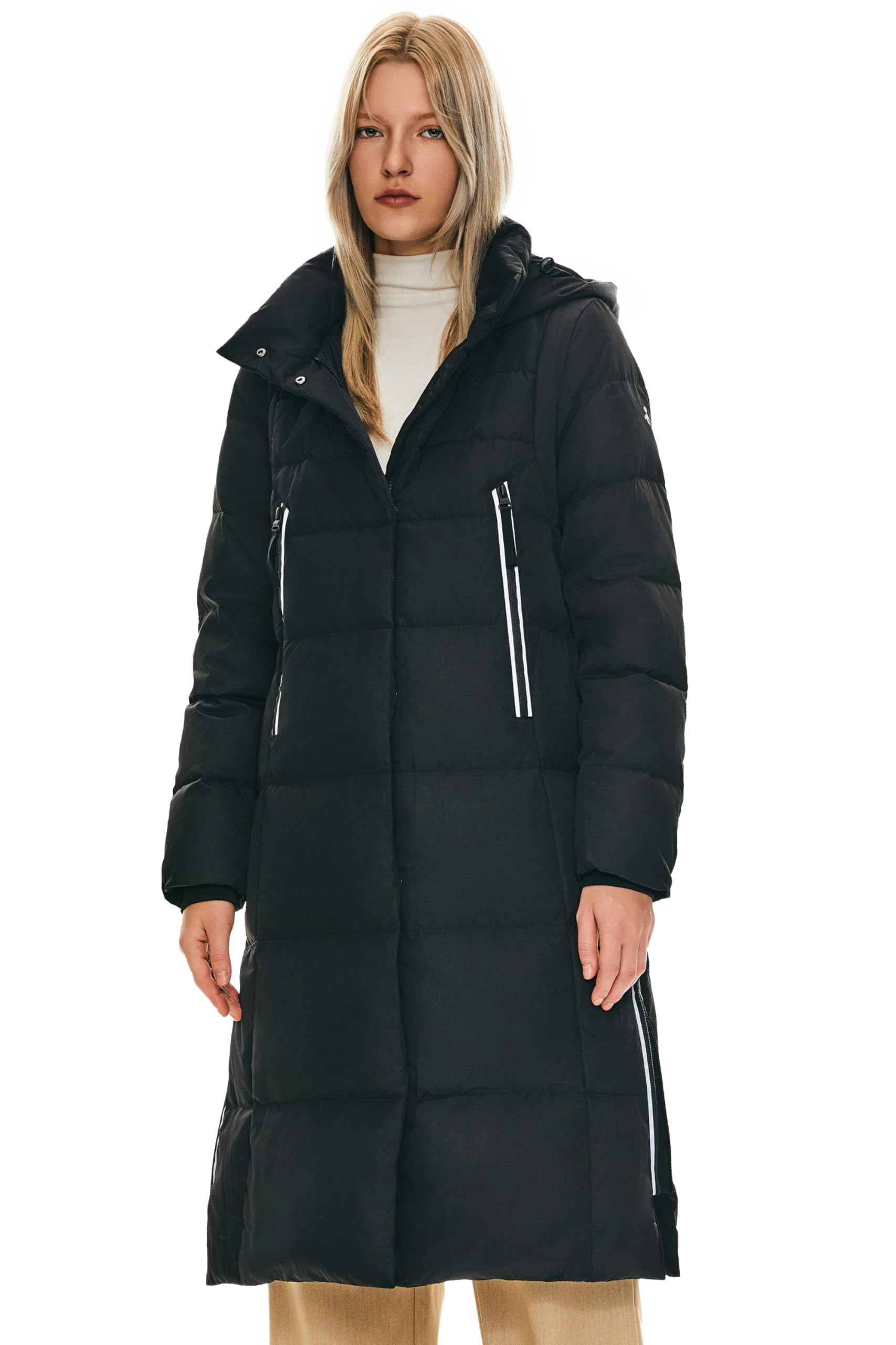 Orolay Women's Thickened Long Down Jacket - Winter Warm Hooded Puffer Coat with Side Zipper for Outdoor Activities, Snowboarding & Cold Weather Protection