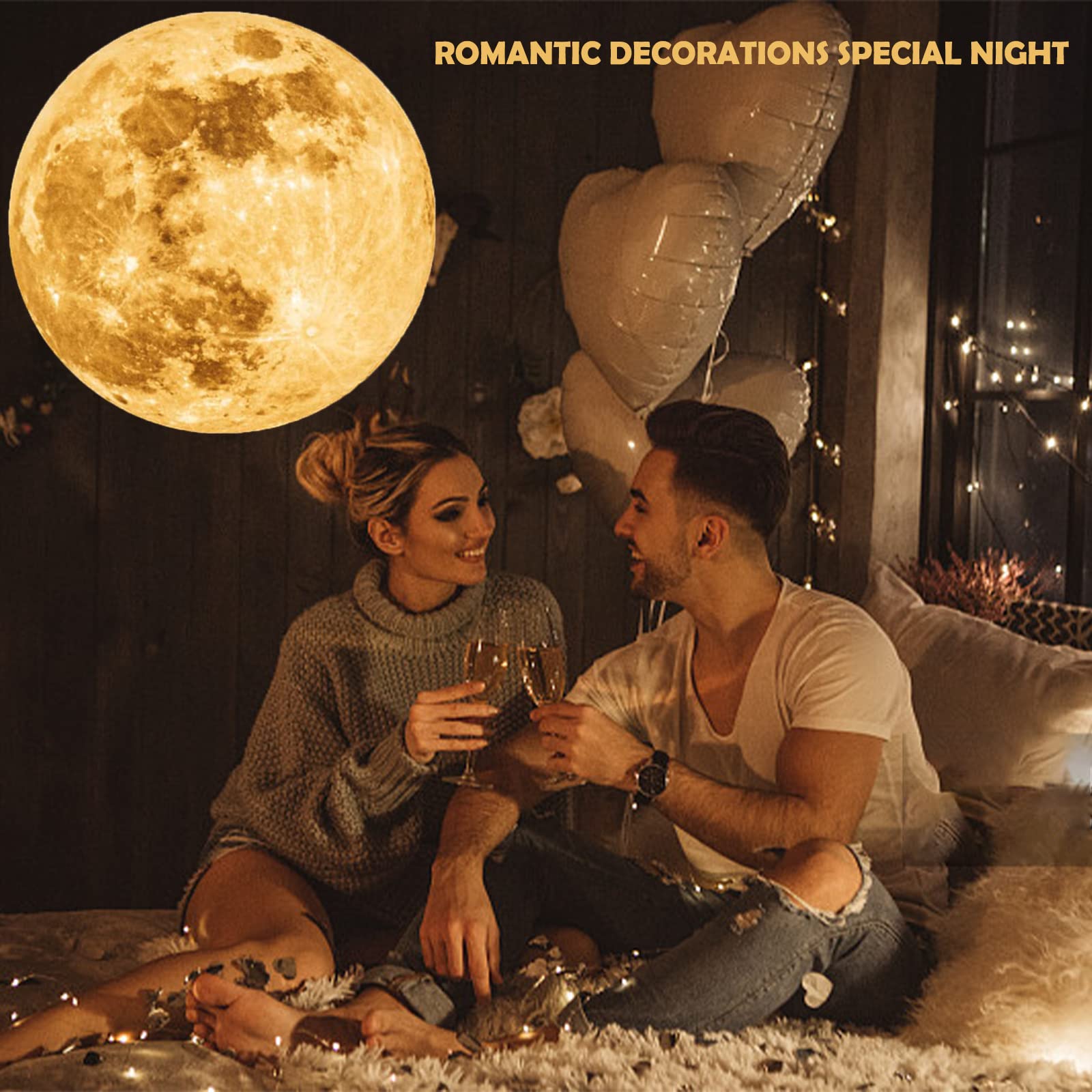 360° Rotatable Moon Lamp Projector - USB Powered Night Light with Bracket, Mood Lighting for Photography, Romantic Atmosphere, Selfie Background & Bedroom Decor | Perfect for Home Ambiance, Date Nights & Gift for Moon Lovers