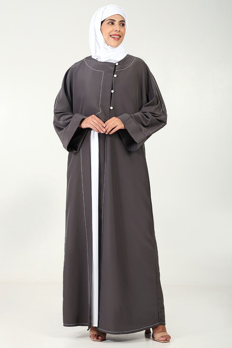 Elegant 2 Piece Kashibo Abaya with Crepe Contrast Inner Lining - Modest Muslim Prayer Dress for Women - Perfect for Eid, Ramadan & Special Occasions