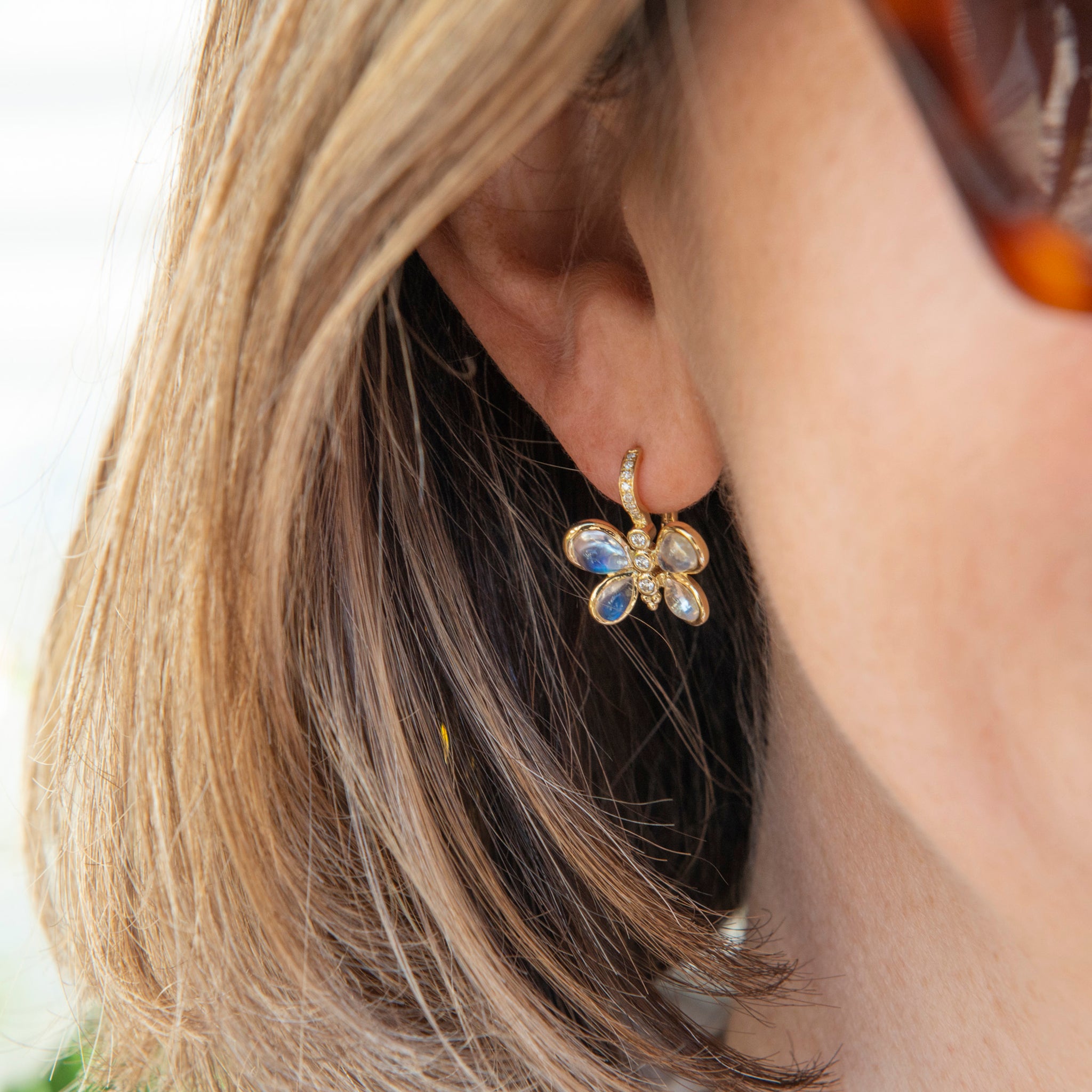 Temple St. Clair Luna Butterfly Earrings - 18K Gold Plated Dangle Earrings for Women, Elegant Butterfly Jewelry Gift for Her - Perfect for Weddings, Parties & Special Occasions