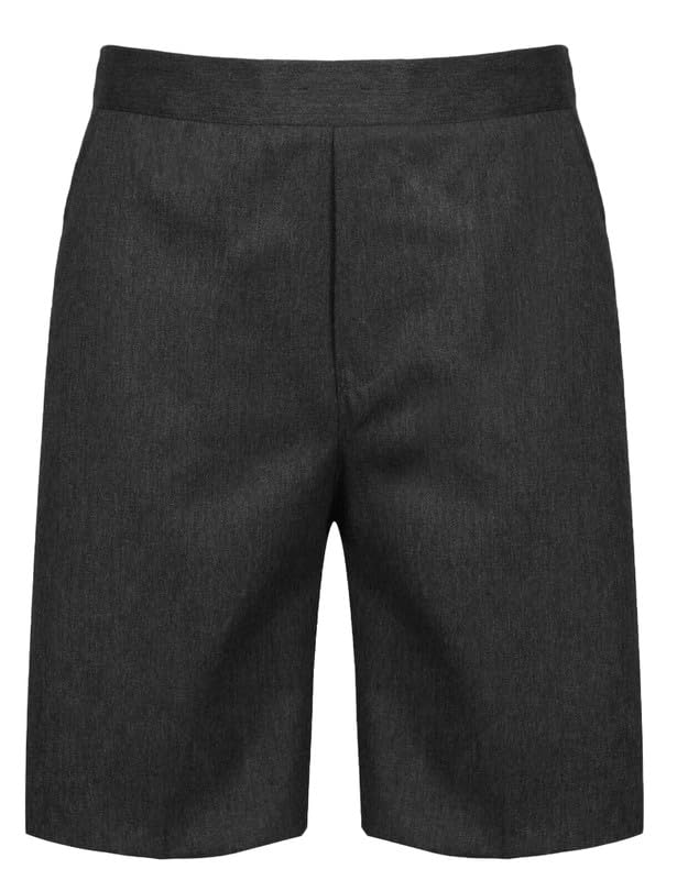 LSU Boys Summer School Shorts - Plus Fit, Pull Up Half Elastic Waist, Generous Fit - Black & Grey | Perfect for School, Sports & Casual Wear