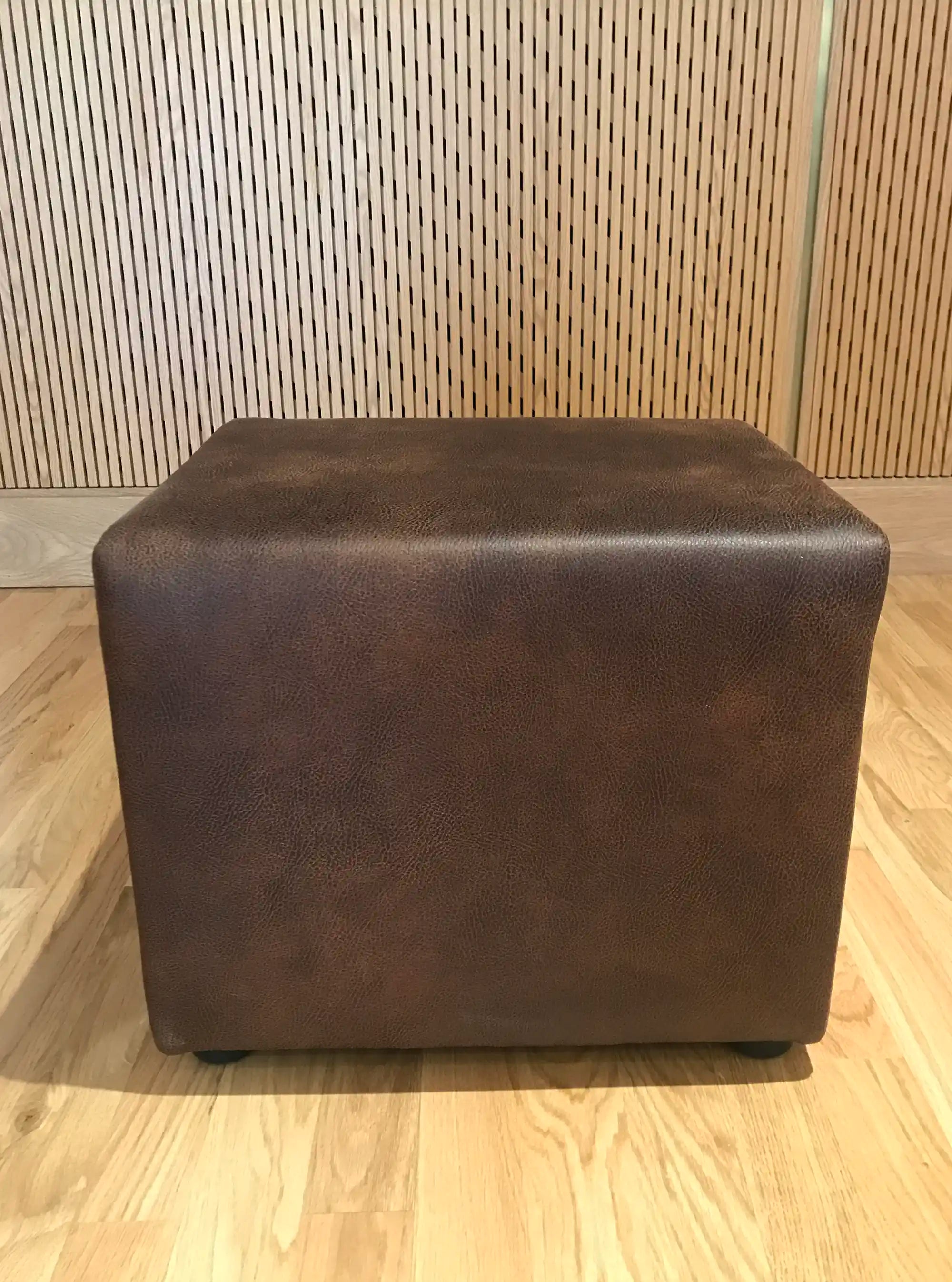 Premium Faux Leather Footstool - 45x35x35cm Ottoman with Sturdy Wooden Frame, Soft Cushion Top - Perfect for Living Room, Bedroom, or Office Decor